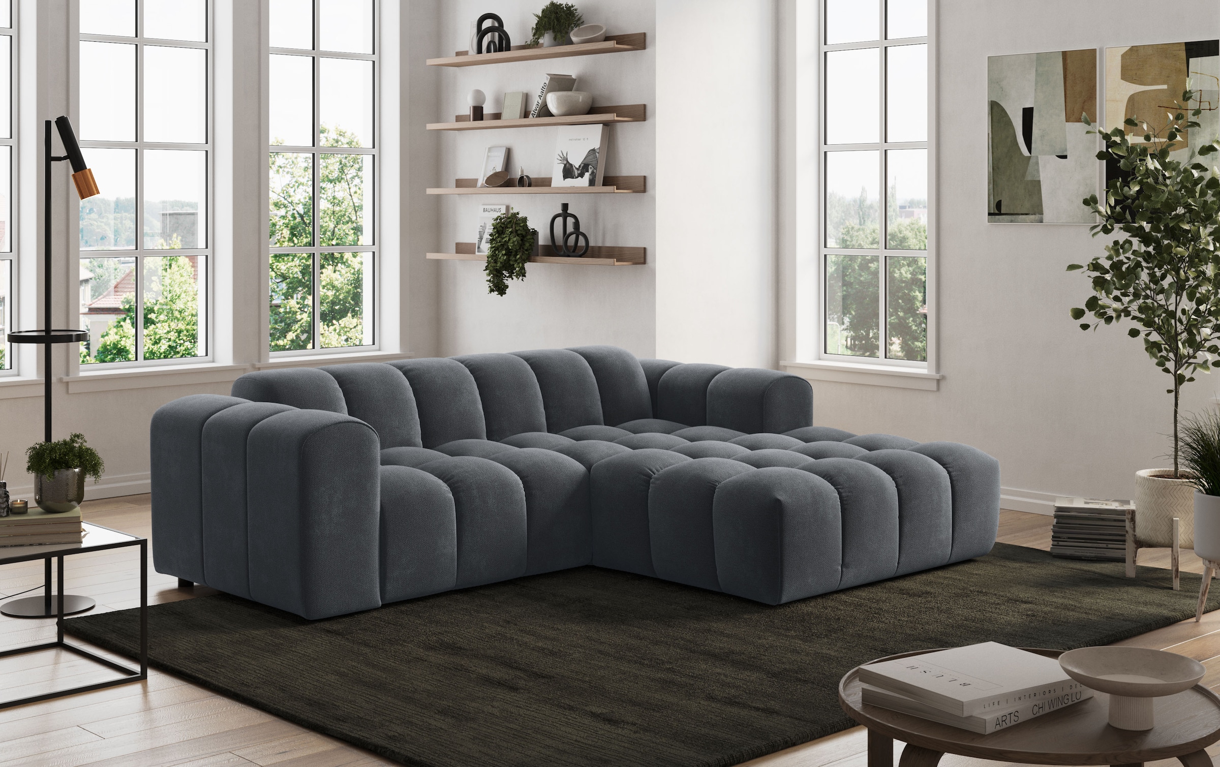 COTTA Ecksofa "Rocco L-Form, B: 248 cm, modernes Bubble-Sofa, großzügiger Sitzkomfort" Wohnlandschaft-Charakter, frei stellbar, modernes Design