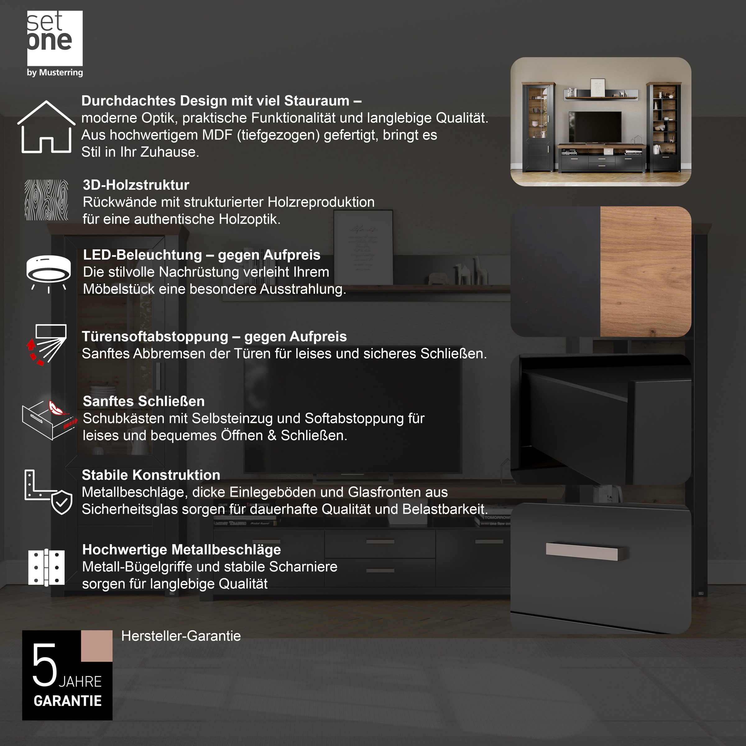 Thumbnail - set one by Musterring Regal "York" Typ 07, offenes Design, Beleuchtung optional, B 75 x H 207 cm