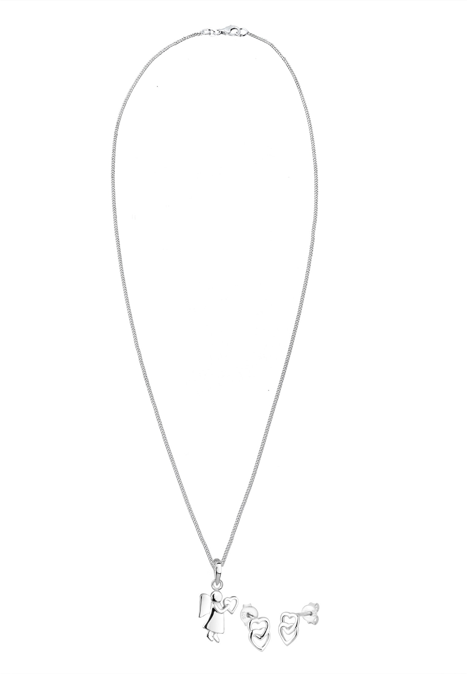 Elli Ohrring und Ketten Set »Schmuckset Engel Herz 925 Sterling Silber« ()
