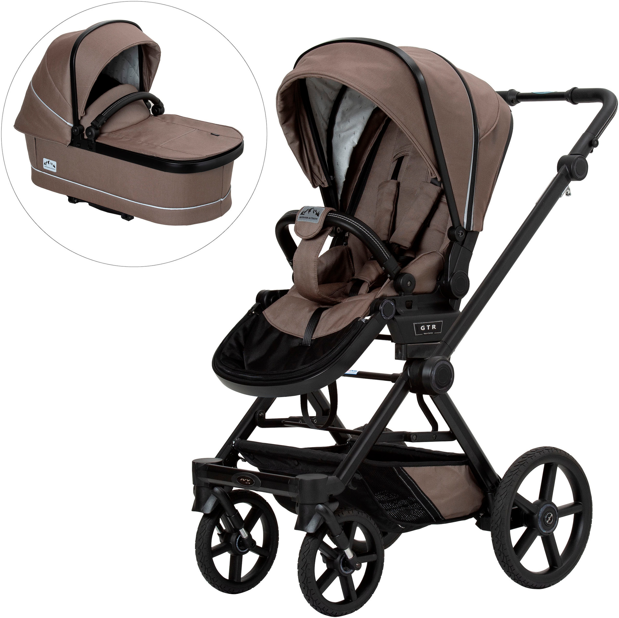 HARTAN Kinder Kombi-Kinderwagen "Ivy GTR Outdoor mit Falttasche", braun, Aluminium, Kinderwagen, Made in Germany