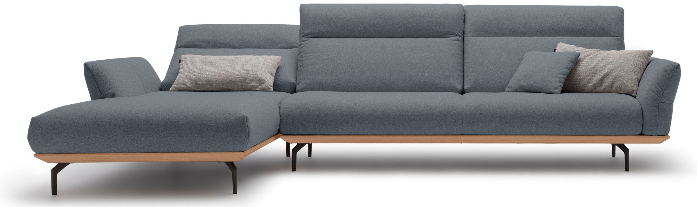Creation BY ROLF BENZ Ecksofa »CR.460«, Sockel in Eiche, Winkelfüße in Umbragrau, Breite 338 cm