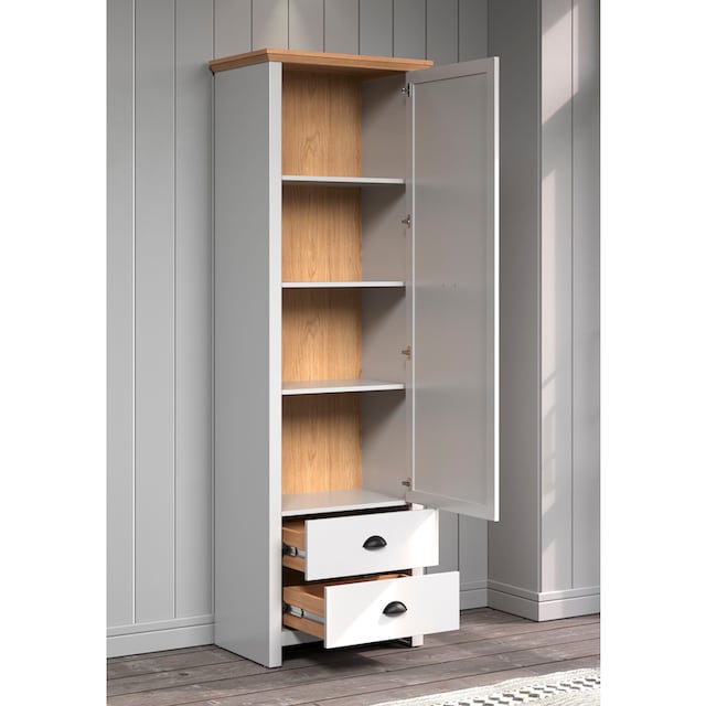 Home affaire Garderobenschrank »Herzwill«, Kleiderschrank, grau, Eiche,  Kleiderstange, B/H/T ca.: 65/201/41 cm | BAUR