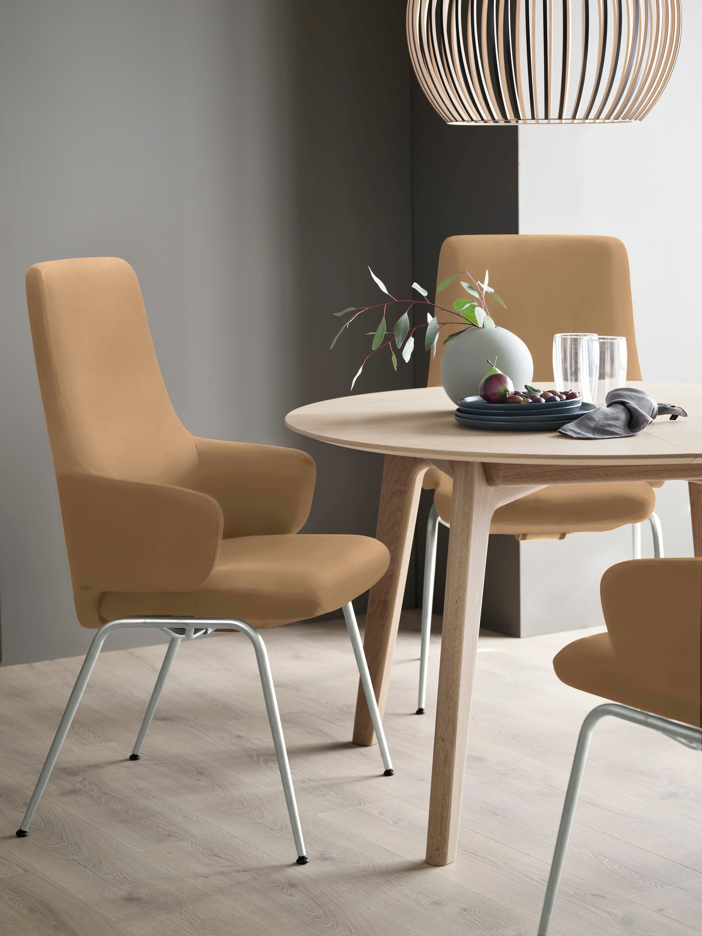 Stressless Polsterstuhl "Laurel" () High Back mit Armlehne, Größe L, mit Beinen aus Stahl in Chrom