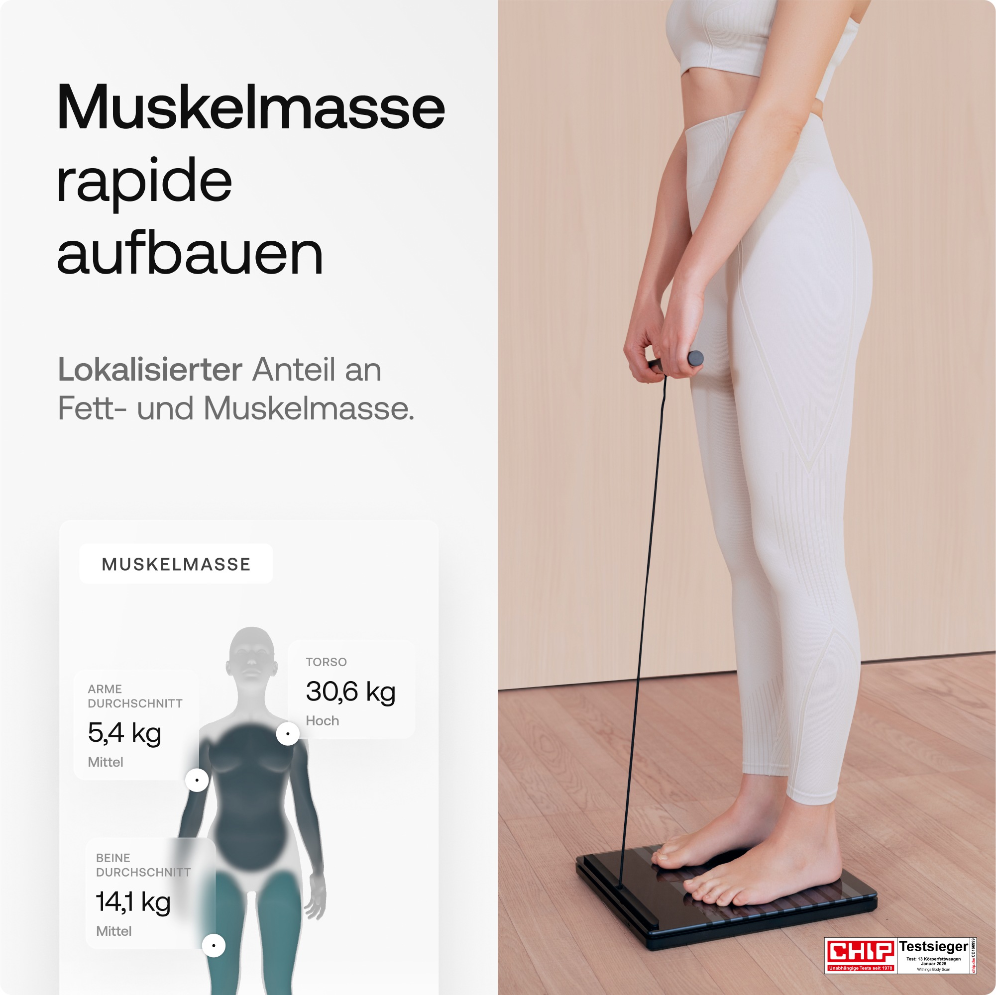 Withings Personenwaage »Body Scan«, mit integriertem 6-Kanal-Elektrokardiogramm (EKG)