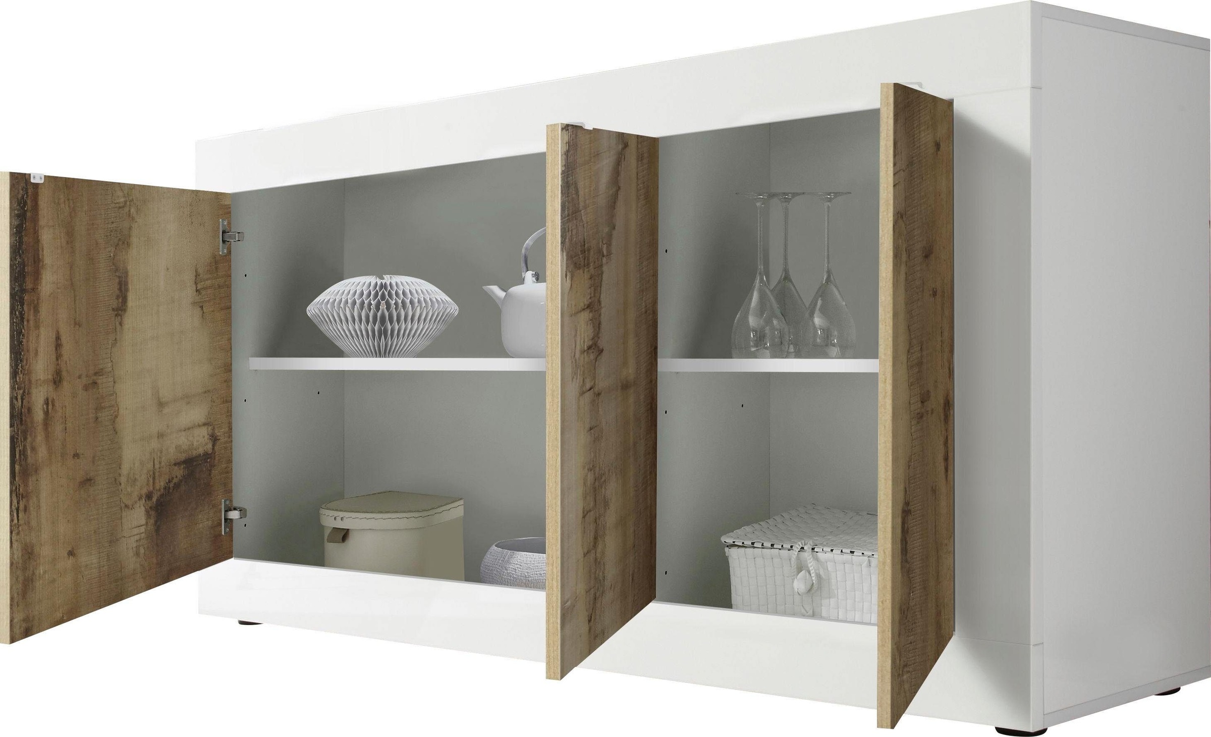 Thumbnail - Home affaire Sideboard "Basic Breite 160 cm, Kommode 3 Türen, Anrichte," Metallgriff, moderne Rahmenoptik, viel Stauraum...