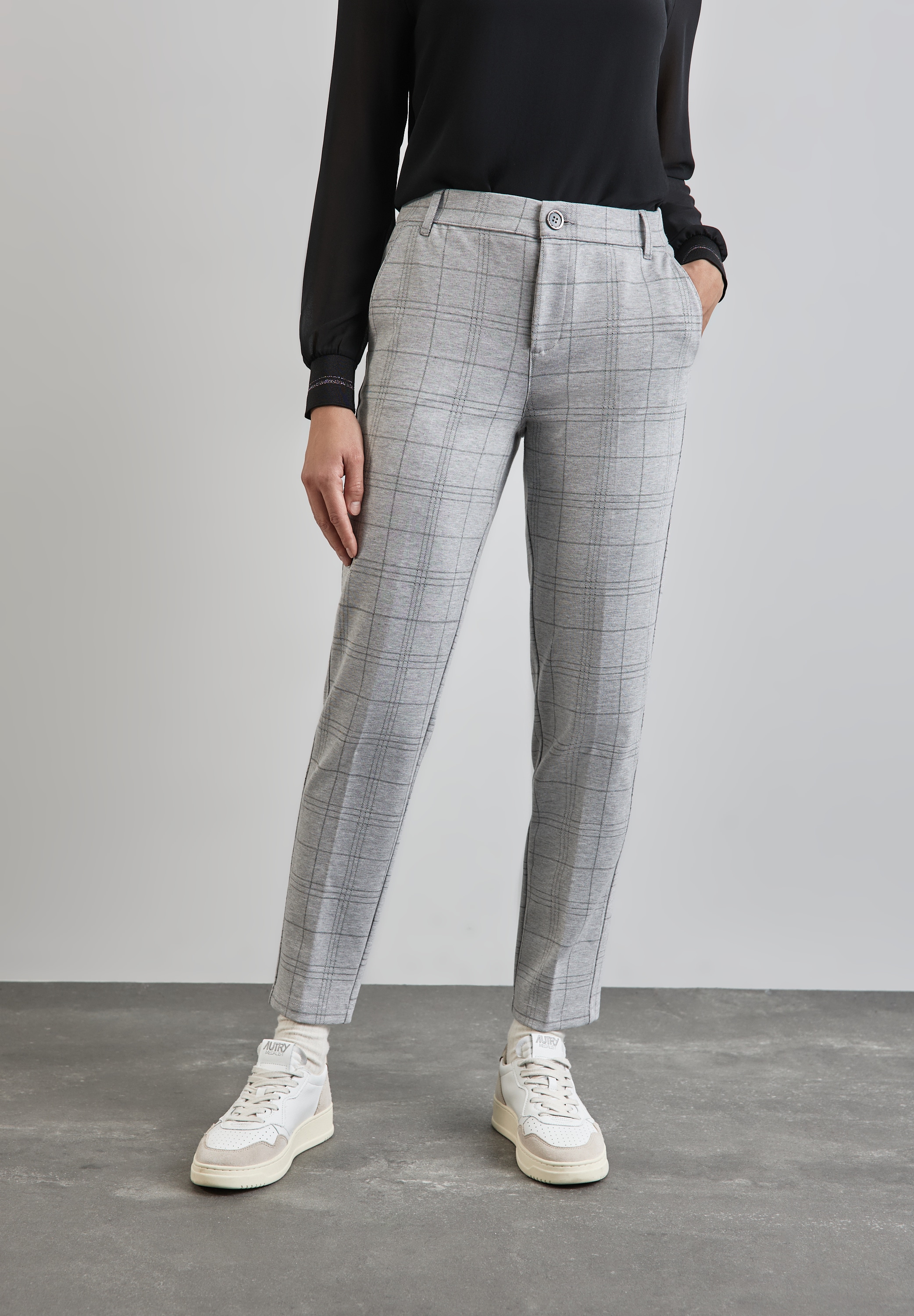 STREET ONE Chinohose, mit Karo Muster