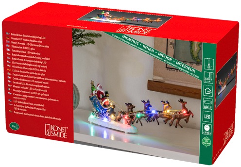 KONSTSMIDE LED Dekofigur »Weihnachtsmann im Schlitten mit Rentieren, Weihnachtsdeko«, Höhe ca. 14 cm