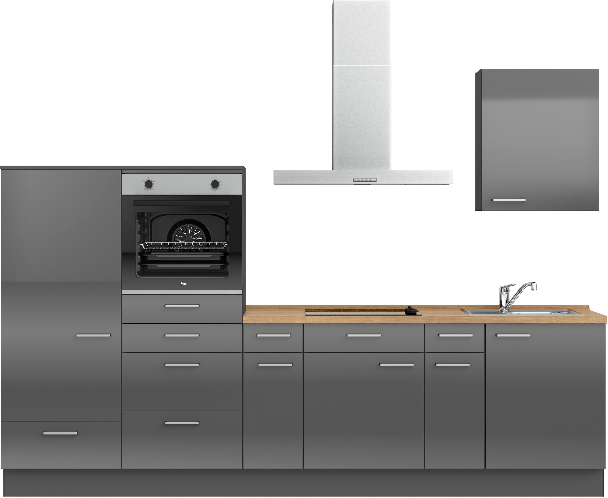 nobilia Küchenzeile ""Flash I", NEU: individuell anpassbar mit gratis Profi-Beratung" vormontiert, Breite 300 cm, Ausrichtung wählbar, wahlw. mit E-Geräten