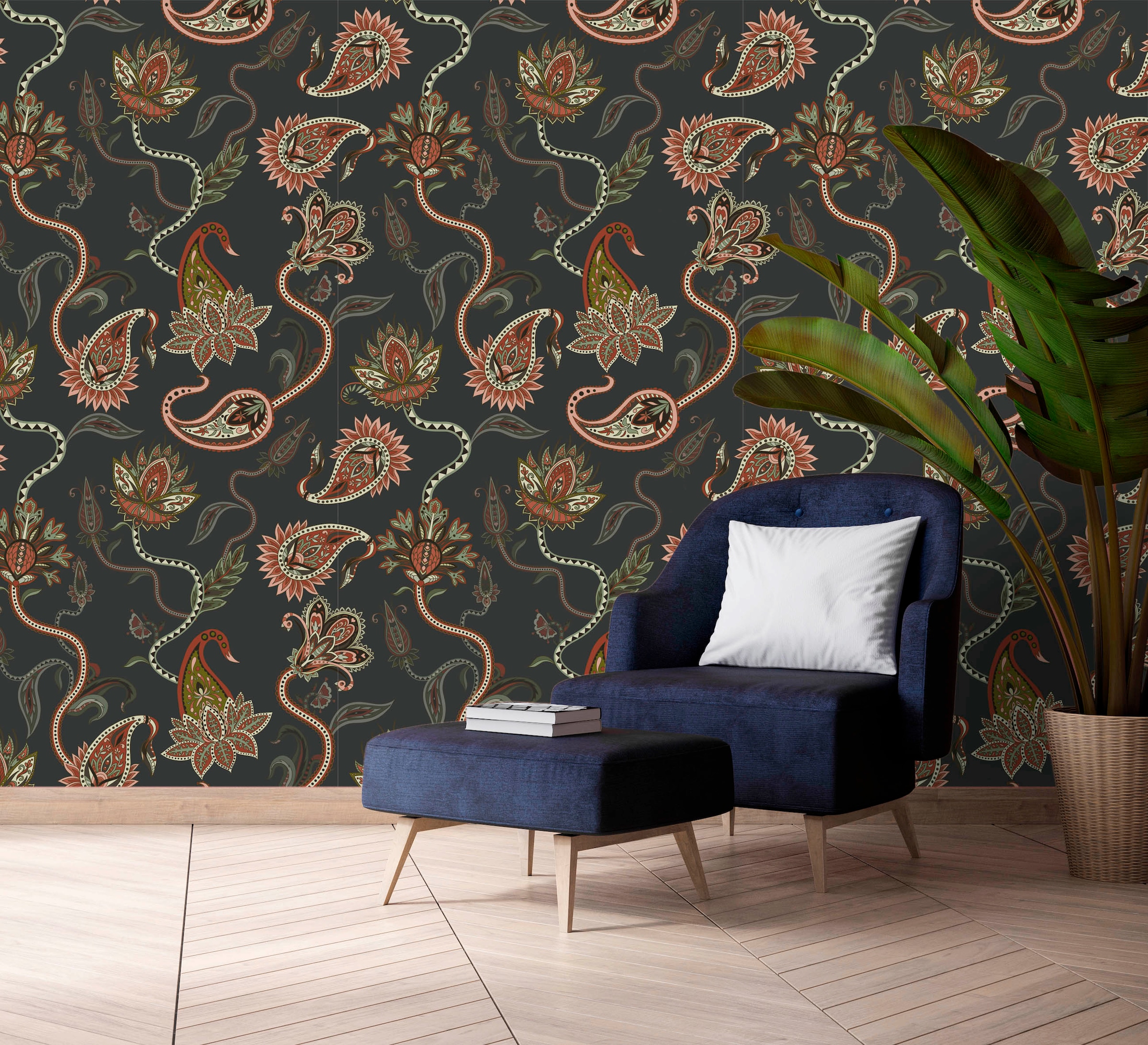 queence Vinyltapete »Cara«, bedruckt-Barock-Antikoptik-Kunst, 90x250cm, selbstklebend, kinderleichte Anbringung, Sticker