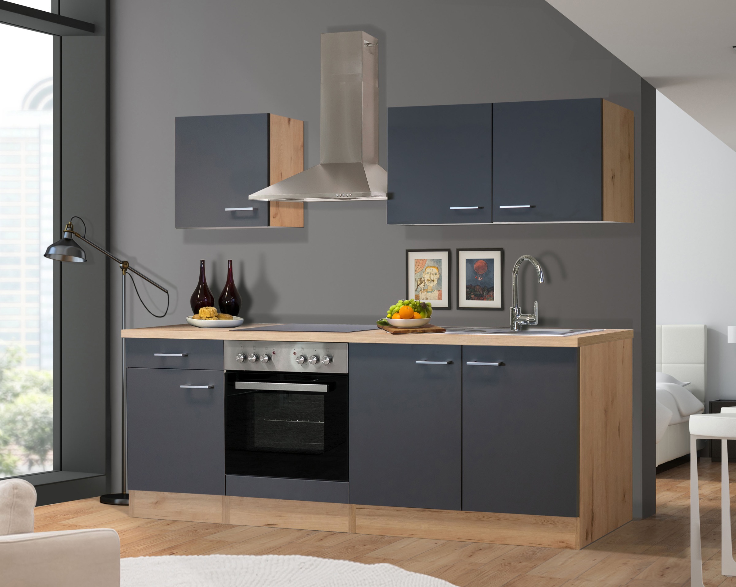 Flex-Well Küchenzeile "Morena" wahlweise mit E-Geräten, Gesamtbreite 210 cm günstig online kaufen