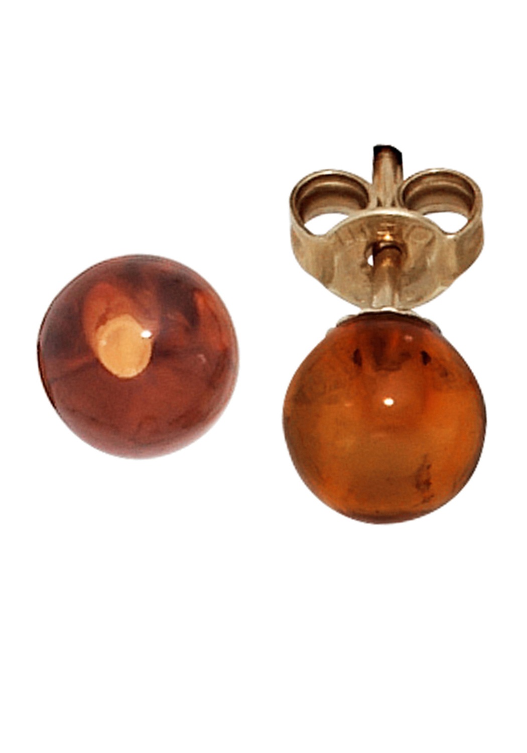 Paar Ohrstecker JOBO "Ohrringe Bernsteinohhringe 6 mm", gelbgold 375, Ohrringe, Damen, 6mm, Gelbgold 375, 375 Gold mit Bernstein