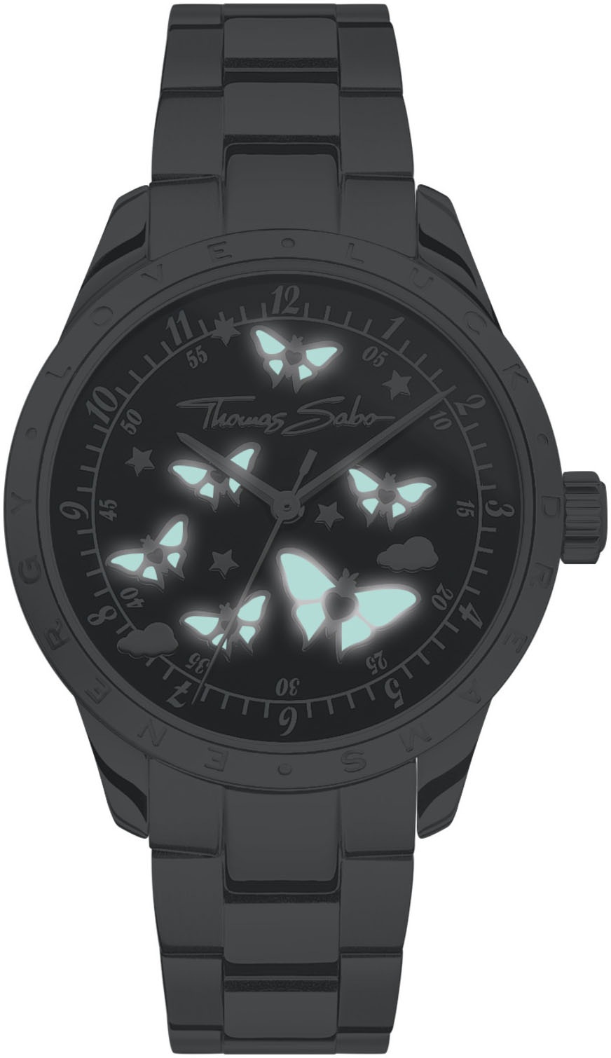 THOMAS SABO Quarzuhr »BUTTERFLIES«, Armbanduhr, Damenuhr, analog, Schmetterlinge, Edelstahlarmband