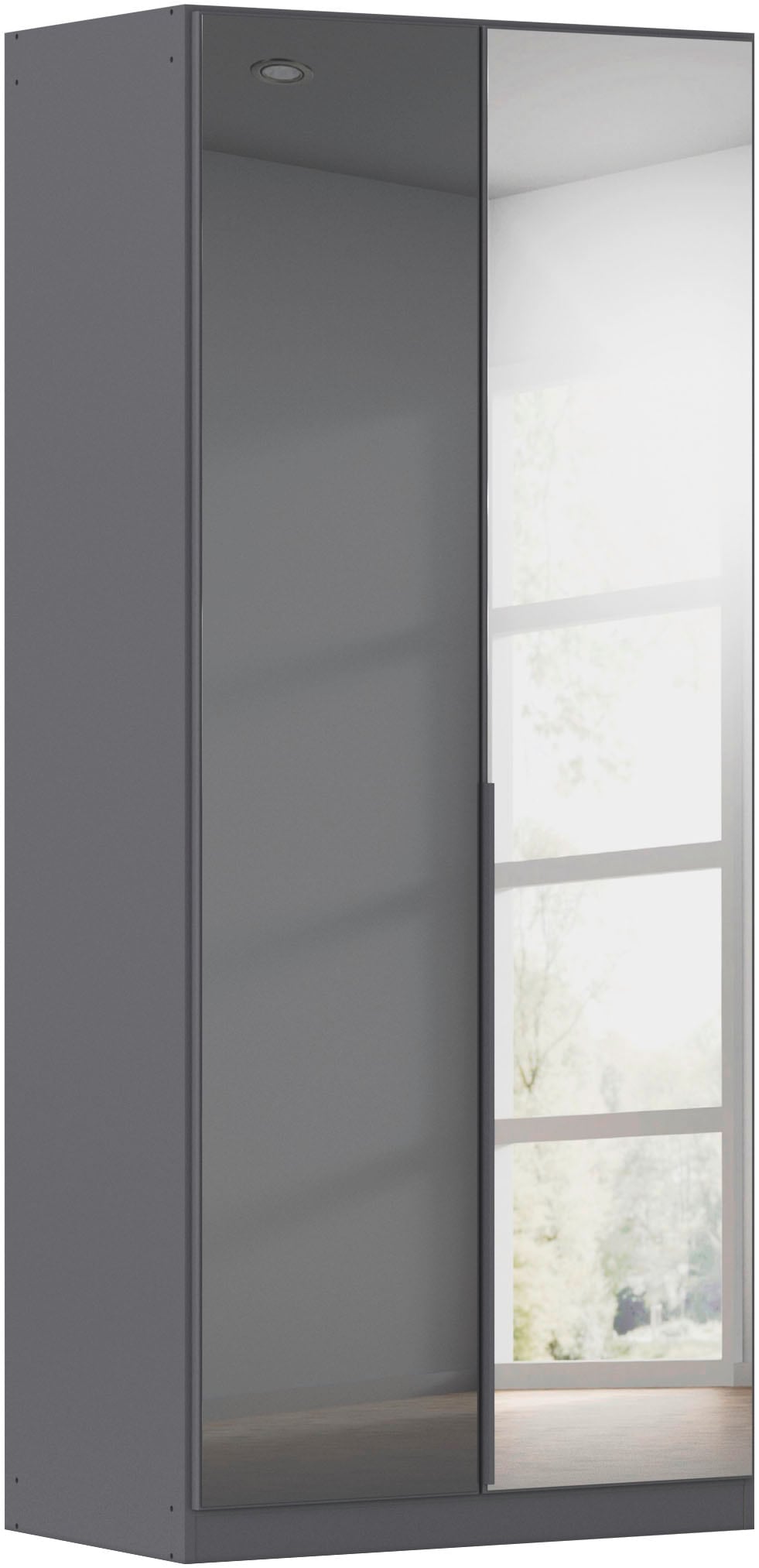 OTTO home Drehtürenschrank "Kleiderschrank Schrank Garderobe AGORDO mit Glasfront und Spiegel" in zwei Griff-Farben, Breiten 91-405 cm, durchdachte Innenausstattung, in 8 Breiten und 2 Höhen MADE IN GERMANY