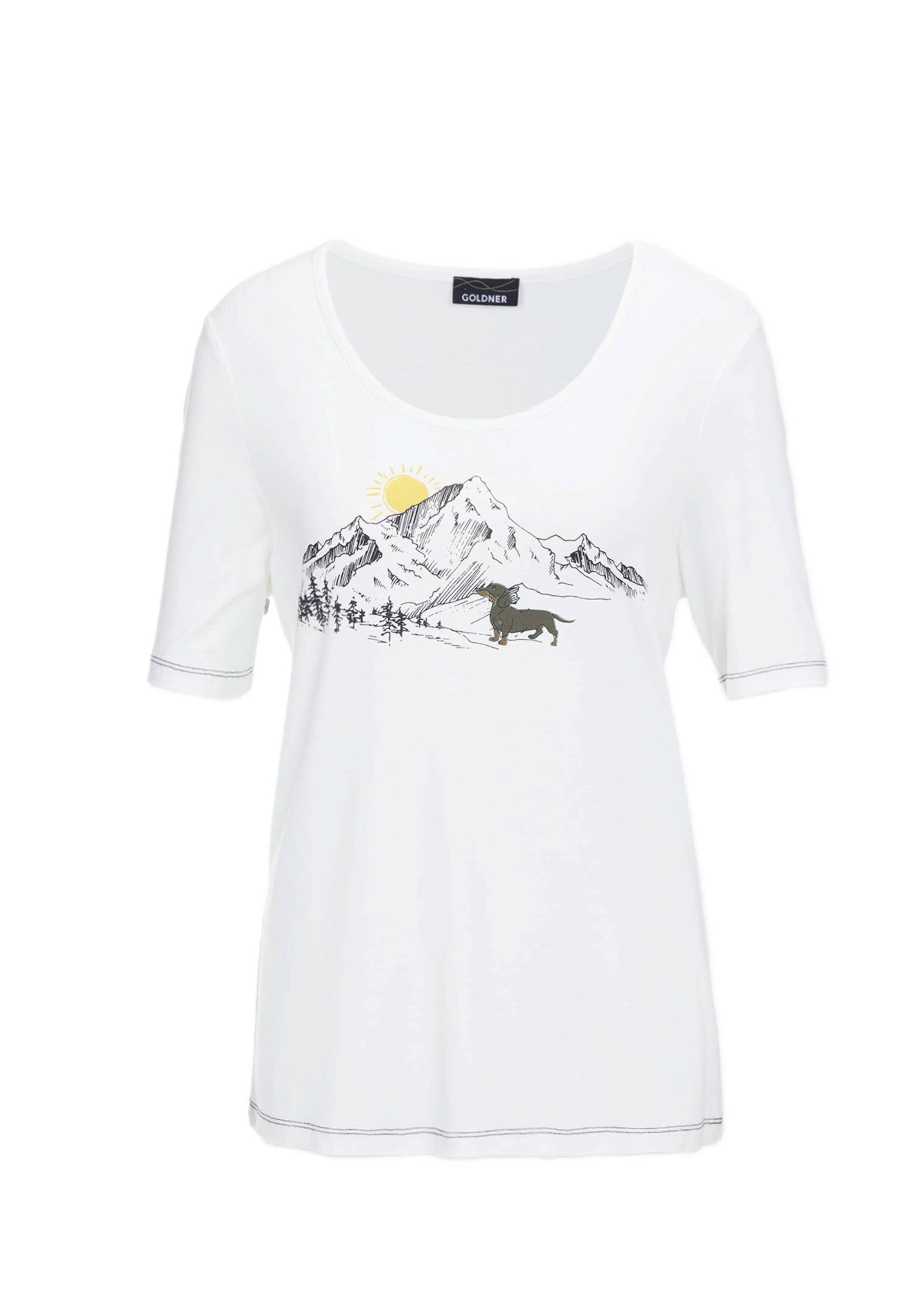 GOLDNER Kurzarmshirt "Kurzgröße Trageangenehmes Shirt mit Frontprint" mit k günstig online kaufen