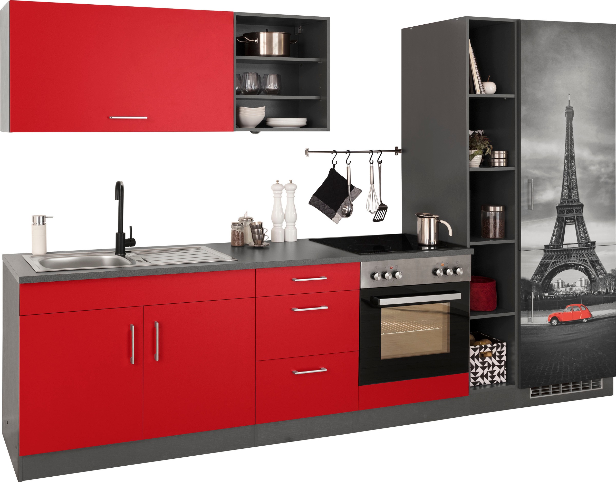 Thumbnail - KOCHSTATION Küchenzeile "KS-Paris – Küchen mit einzigartigen Fotomotiven auf den Fronten" Breite 300 cm, wahlweise mit E...