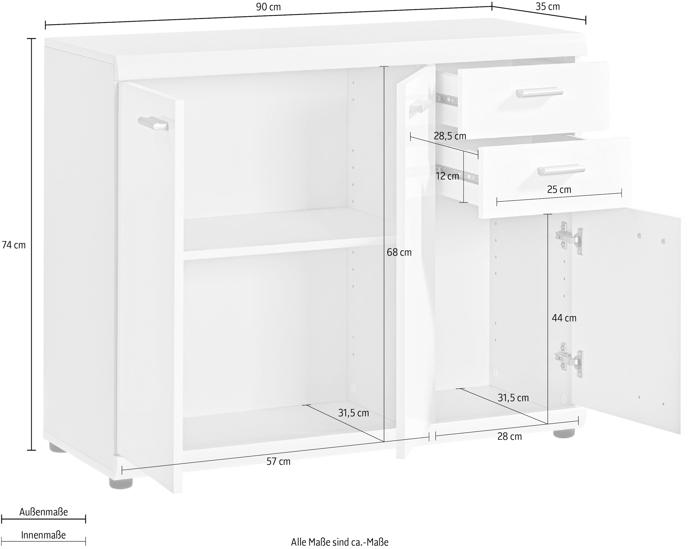 Procontour Sideboard »Sun BESTSELLER!«, (OTTOs Choice), Höhe 74cm mit variabel verstellbaren Einlegeboden
