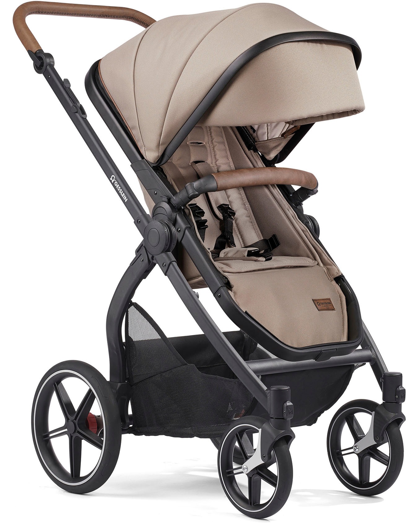 Gesslein Kombi-Kinderwagen »FX4 Soft+ mit Aufsatz Life, schwarz/tabak, sand«, mit Babywanne C3 und Babyschalenadapter