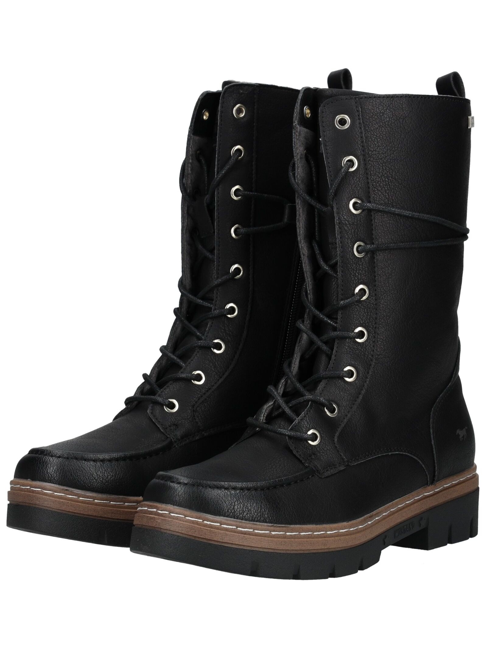 Schnürstiefelette MUSTANG SHOES "Mustang Shoes Stiefel Lederimitat", Damen, Gr. 42, schwarz, Lederimitat, Schuhe Schnürstiefelette 3
