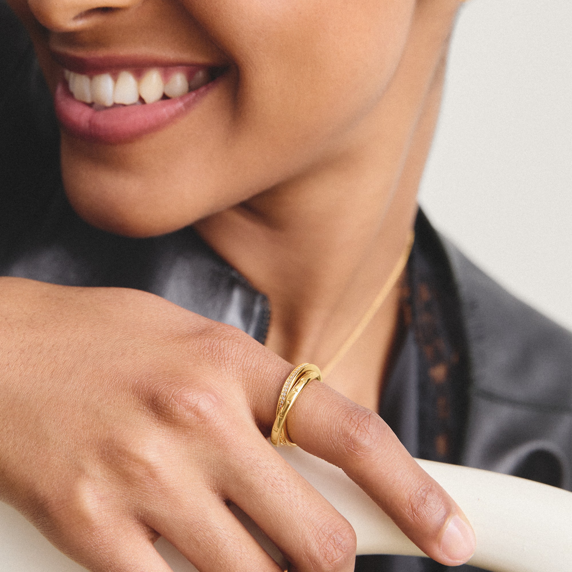 THOMAS SABO Fingerring »Together Ring gelbgoldfarben« mit Zirkonia (synth.)