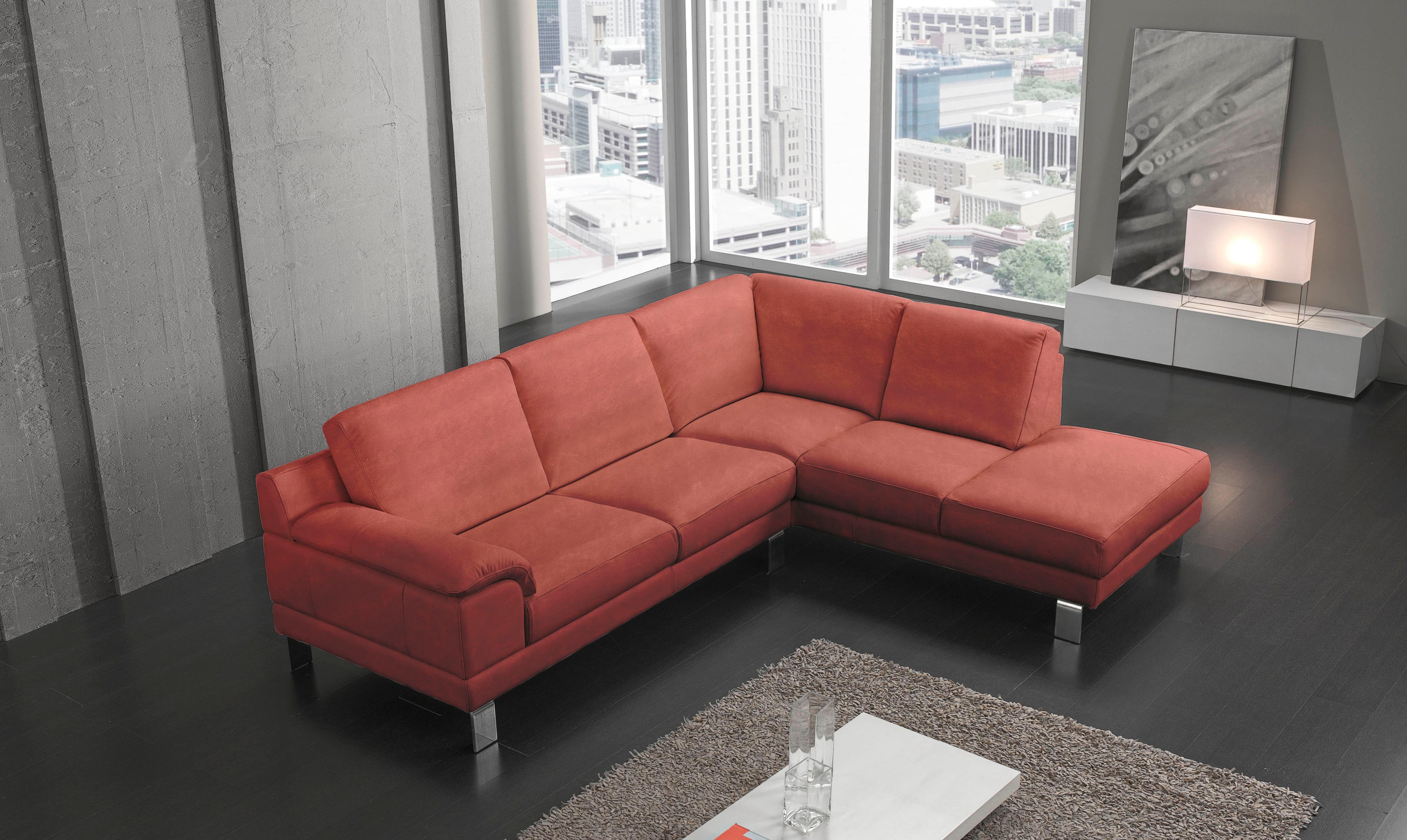 Egoitaliano Ecksofa "Shakira, Design und Sitzkomfort auf hohem Niveau, tolle Details" mit Ottomane, L-Form, elegante Metallfüße