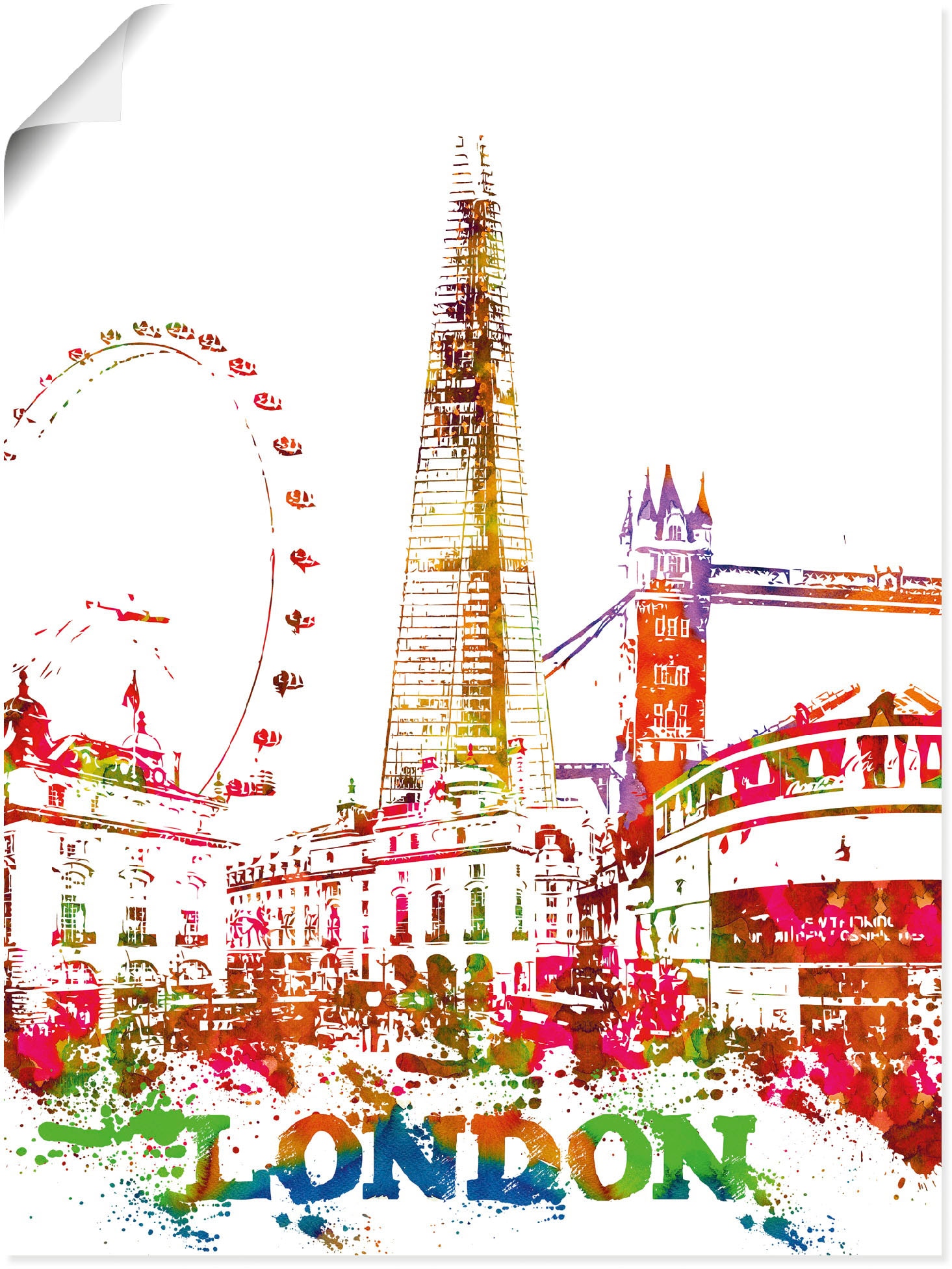 Artland Wandbild "London Grafik" London 1 Stk. tlg. als Alubild, Leinwandbi günstig online kaufen