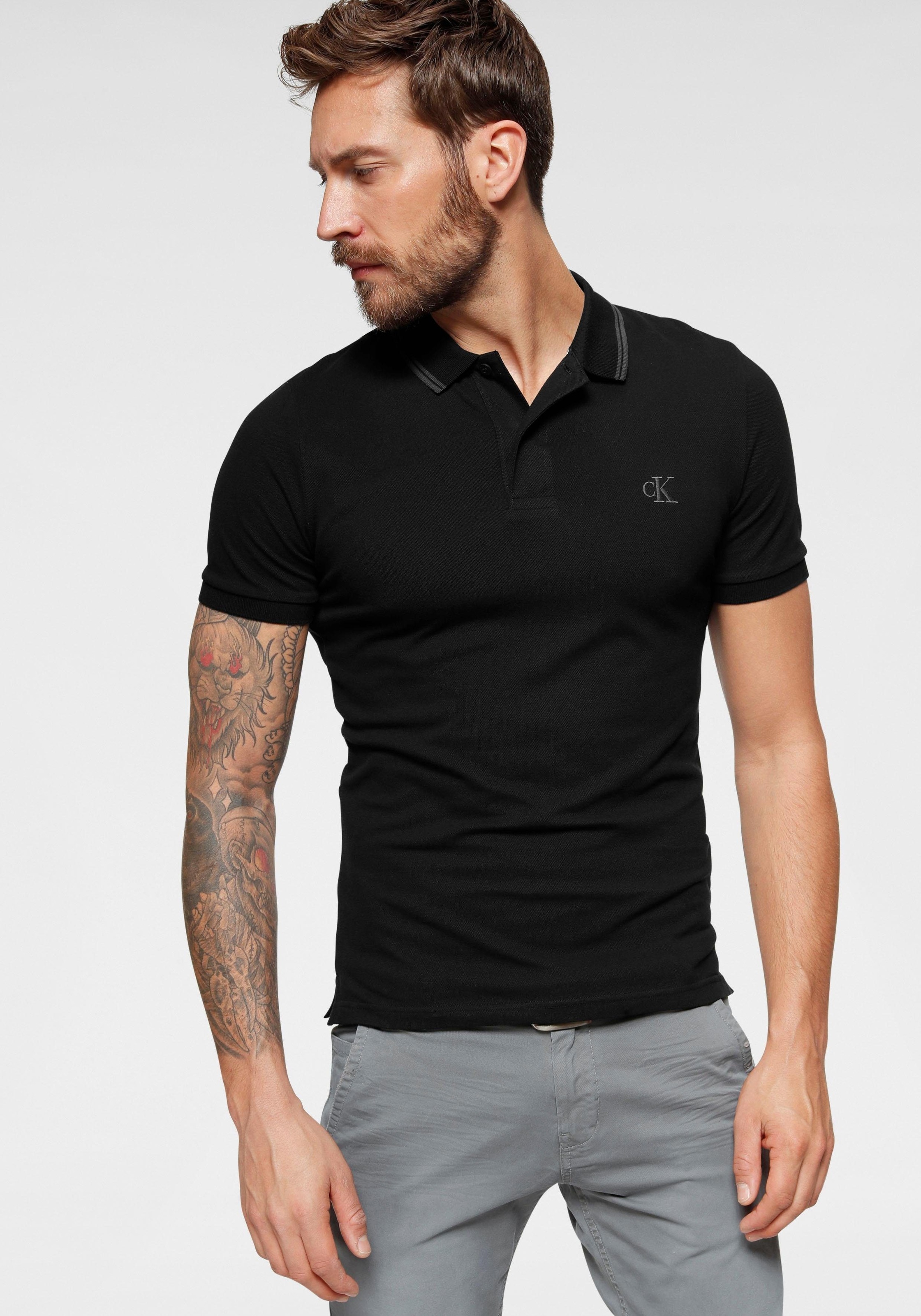 Calvin Klein Jeans Poloshirt »CK ESSENTIAL TIPPING SLIM POLO« mit Markenstickerei