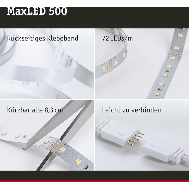 Paulmann LED-Streifen »MaxLED 500 Basisset Smart Home Tageslichtweiß 10m  50W 550lm/m 6500K«, 1 St.-flammig, Basisset kaufen | BAUR