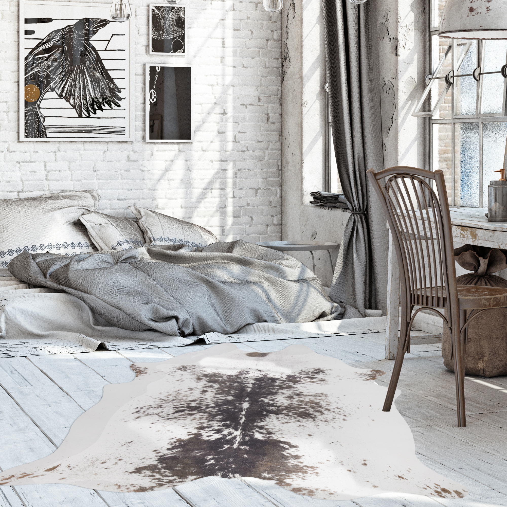 Andiamo Fellteppich »Amarillo« fellförmig 4 mm Höhe Kunstfell, gedruckte Kuhfell-Optik, Wohnzimmer, Kundenliebling