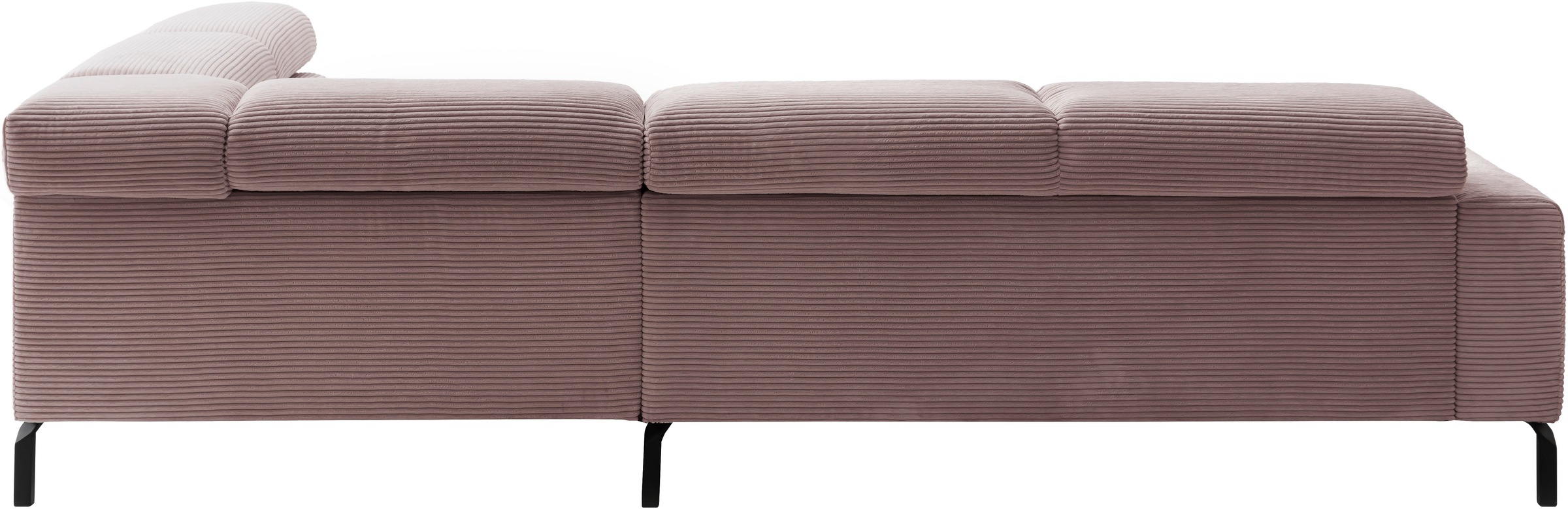 Places of Style Ecksofa »Antonelli, L-Form, inkl. Kopfteilverstellung, Breite 276 cm«, mit elektrischer Sitztiefenverstellung, in Cord, rosé