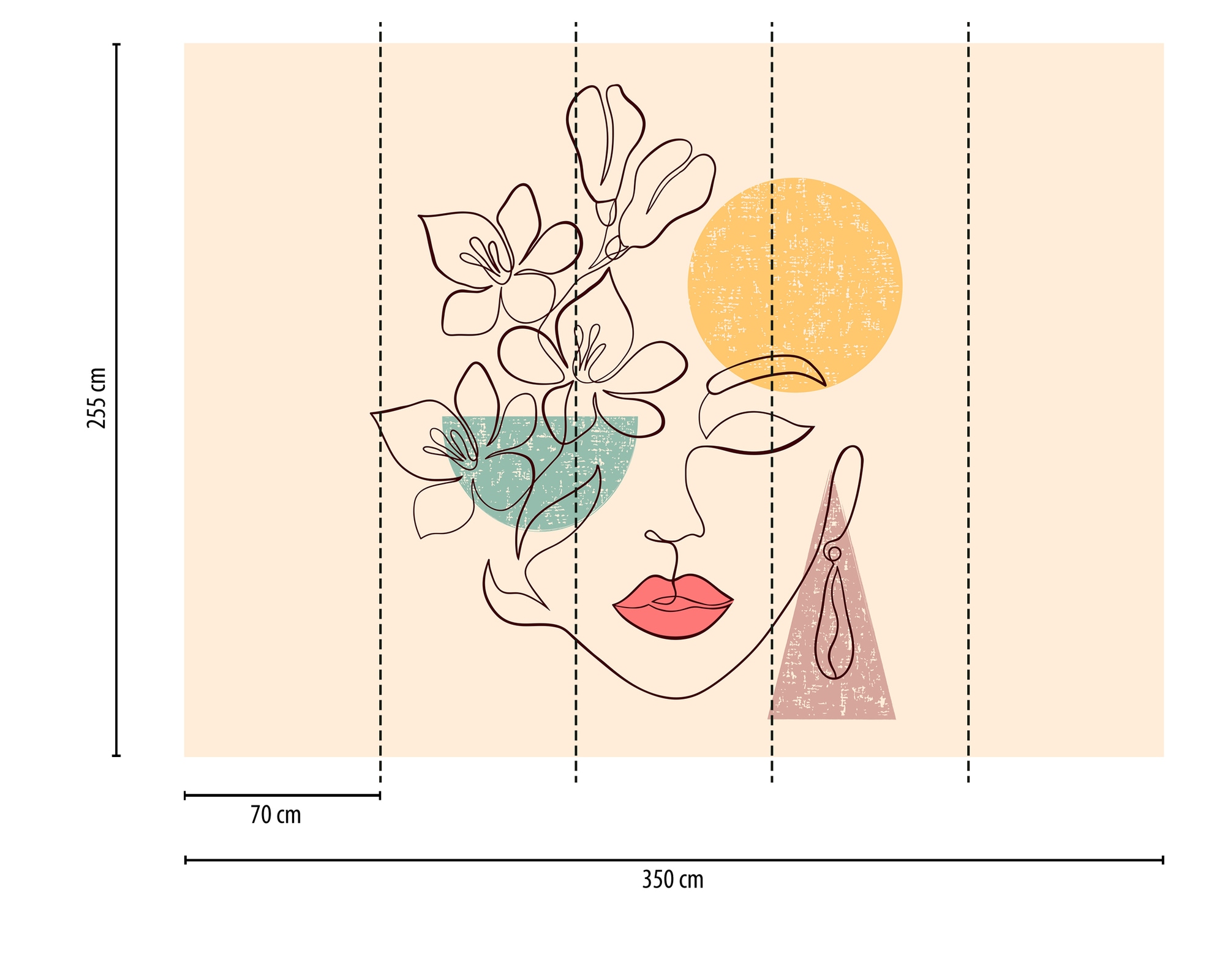 A.S. Création Vliestapete »Fototapete Line Art Frau mit Blüten« matt strukturiert