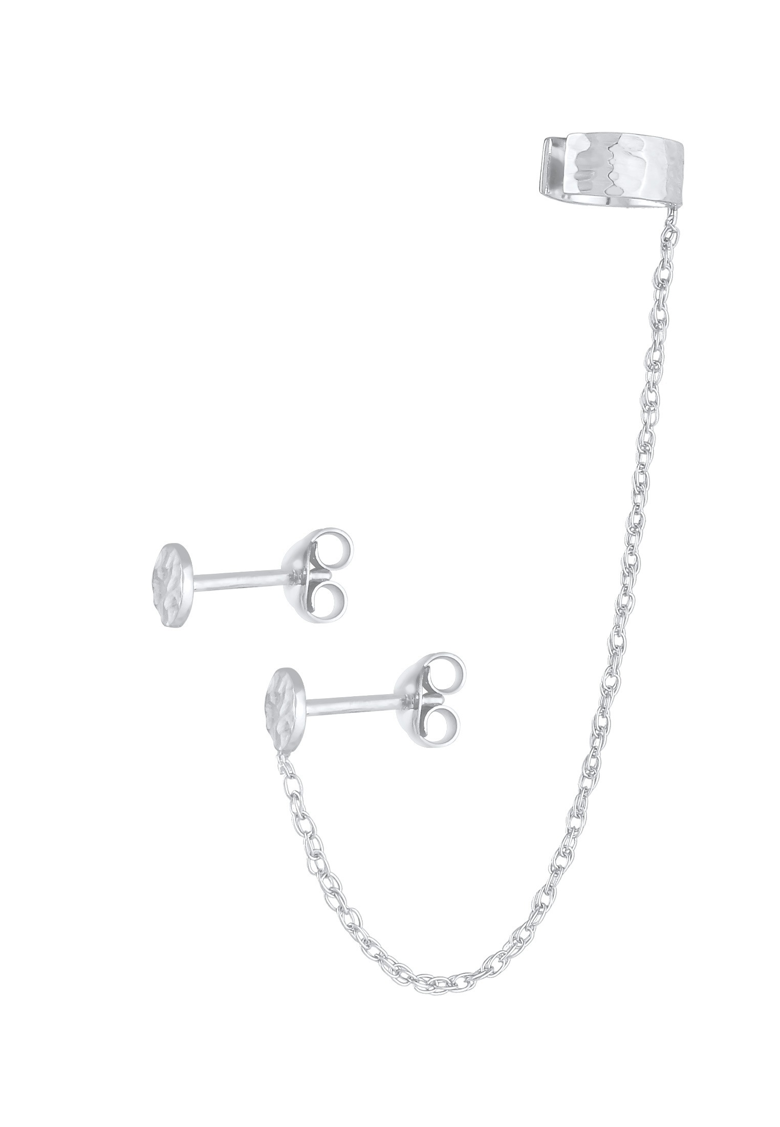 Elli Paar Ohrhänger »Earcuff Stecker Rund Organic Struktur 925 Silber«