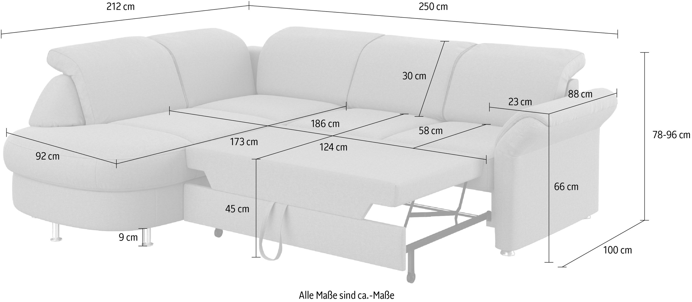 sit&more Ecksofa »Apulia L-Form«, wahlweise Bettfunktion, Bettkasten und Kopf- und Armteilverstellung