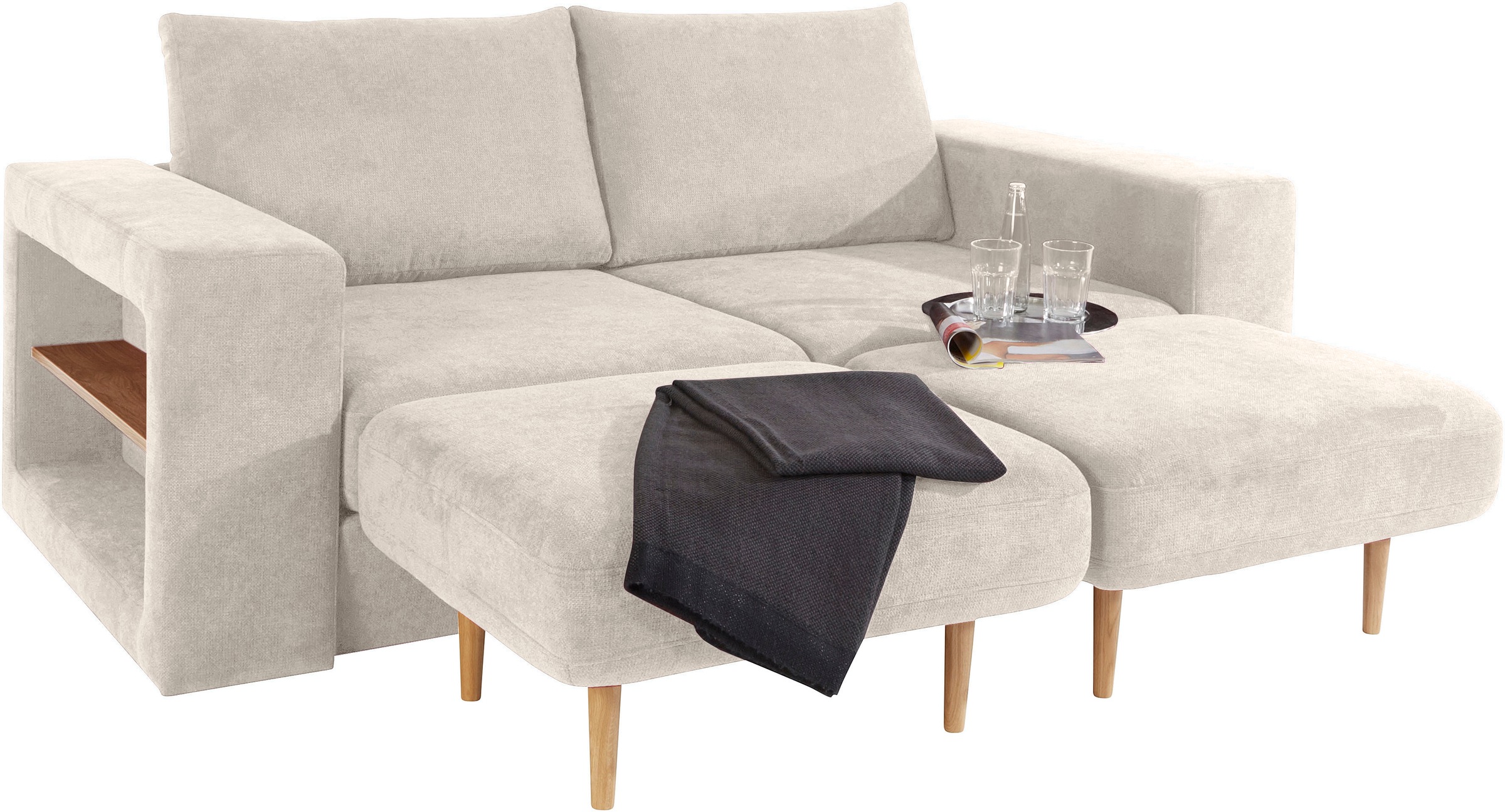 LOOKS by Wolfgang Joop 3-Sitzer »Looksvb«, Verwandlungssofa: aus Sofa wird Sofa mit 2 Hockern, mit Regalfunktion