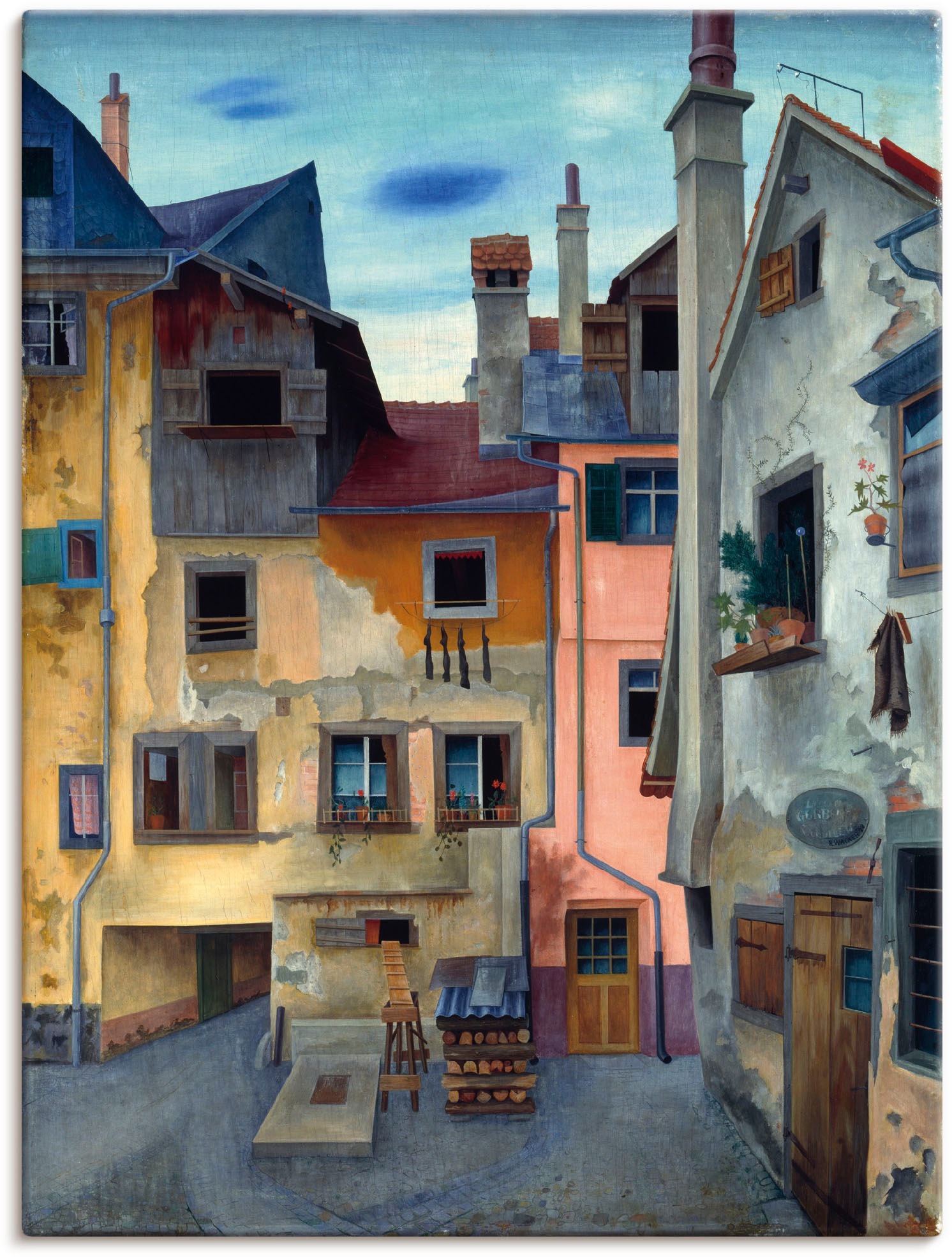 Artland Leinwandbild "Alte Häuser in Lindau" Fenster & Türen 1 Stk. tlg. auf Holzrahmen gespannt