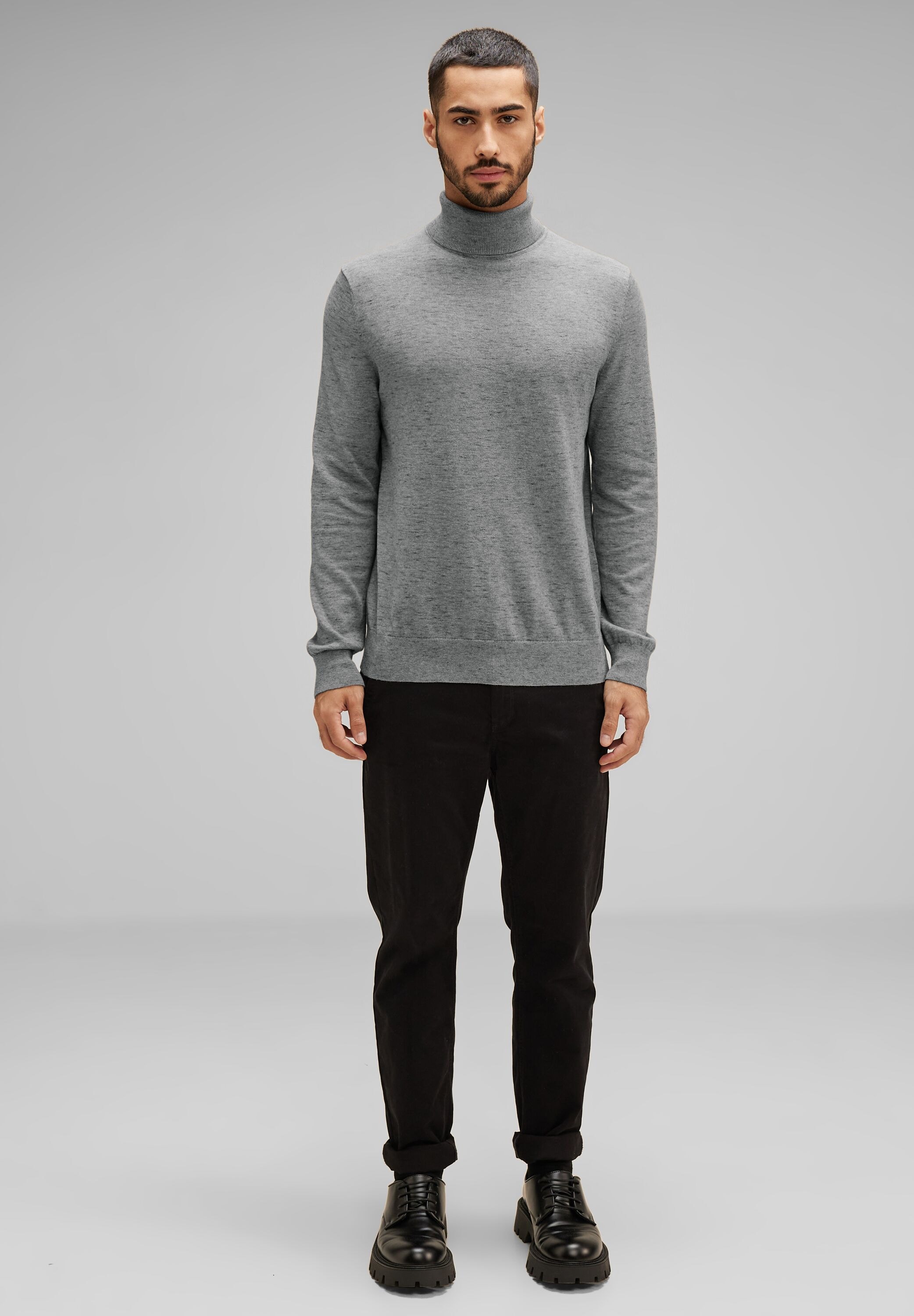 STREET ONE MEN Rollkragenpullover, in Melange Optik