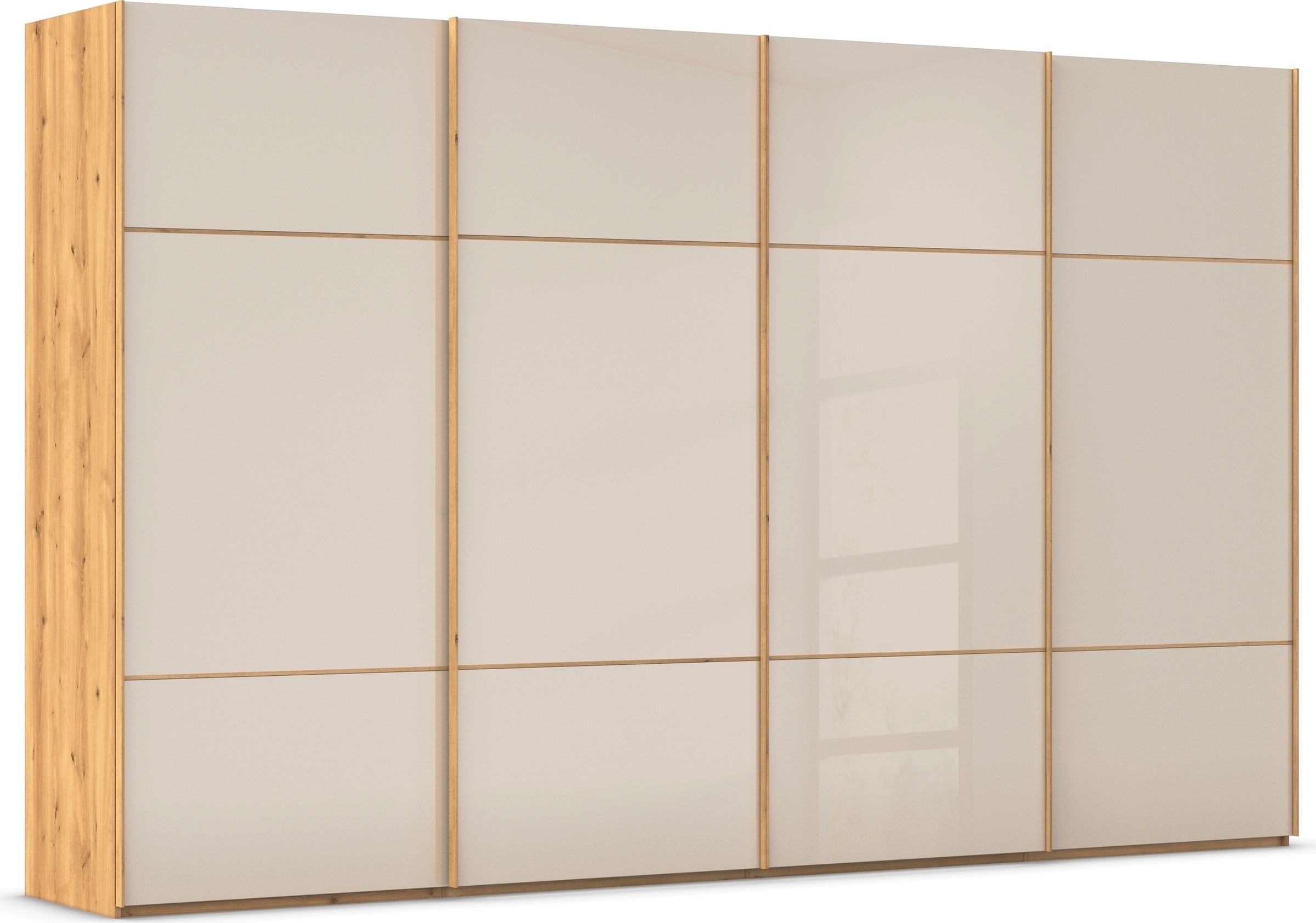 rauch "Kleiderschrank Schrank Garderobe Schlafzimmerschrank SCALE-TRIO" edle dreigeteilte Front mit 2 Zierleisten Glasfront MADE IN GERMANY