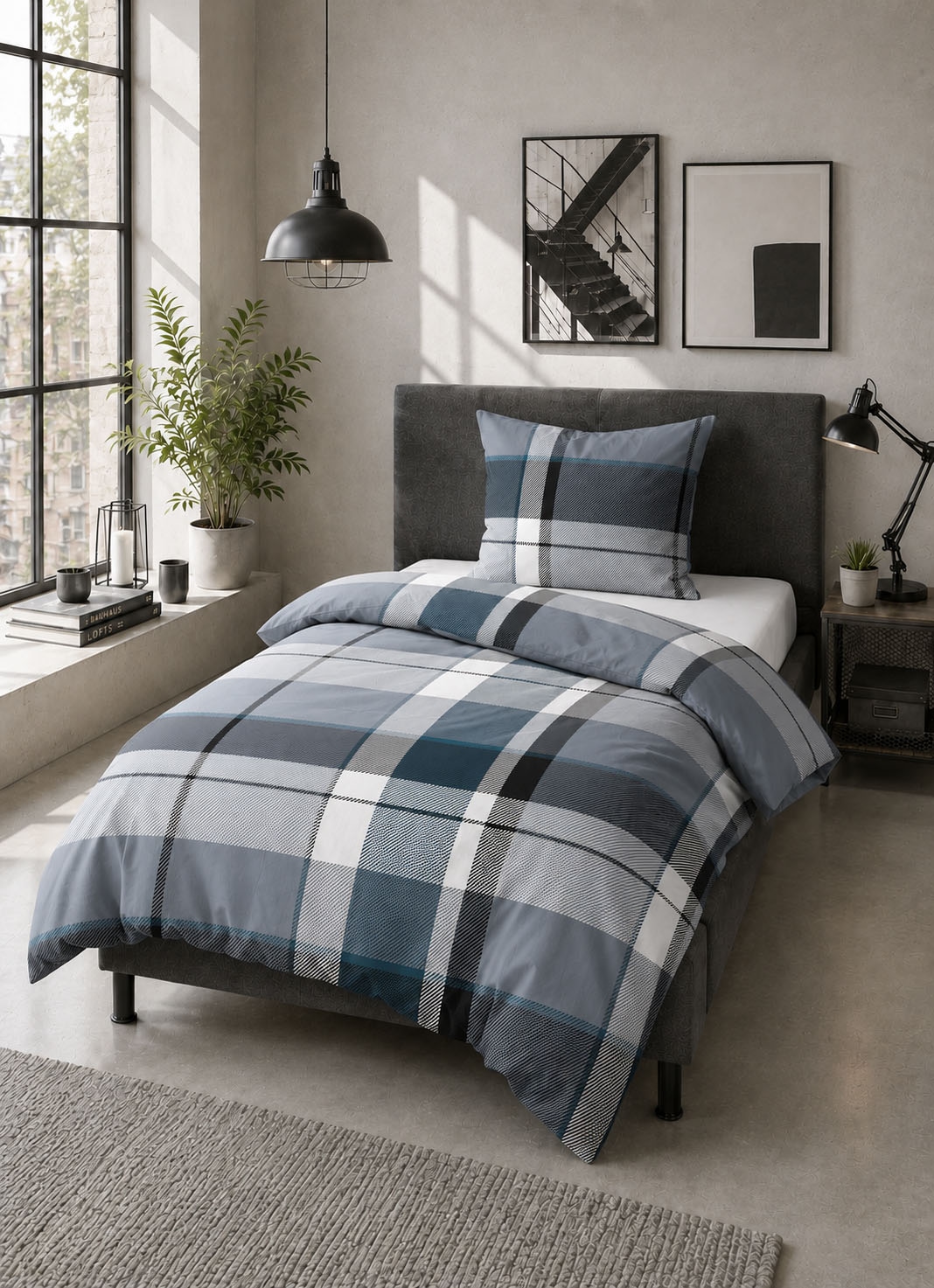 Castell - Markenbettwäsche Bettwäsche »0350369 Polycotton-Biber Bettwäsche 65% Baumwolle, 25% Polyester« 2 wärmend weich, Reißverschluss, Winterbettwäsche, Karo