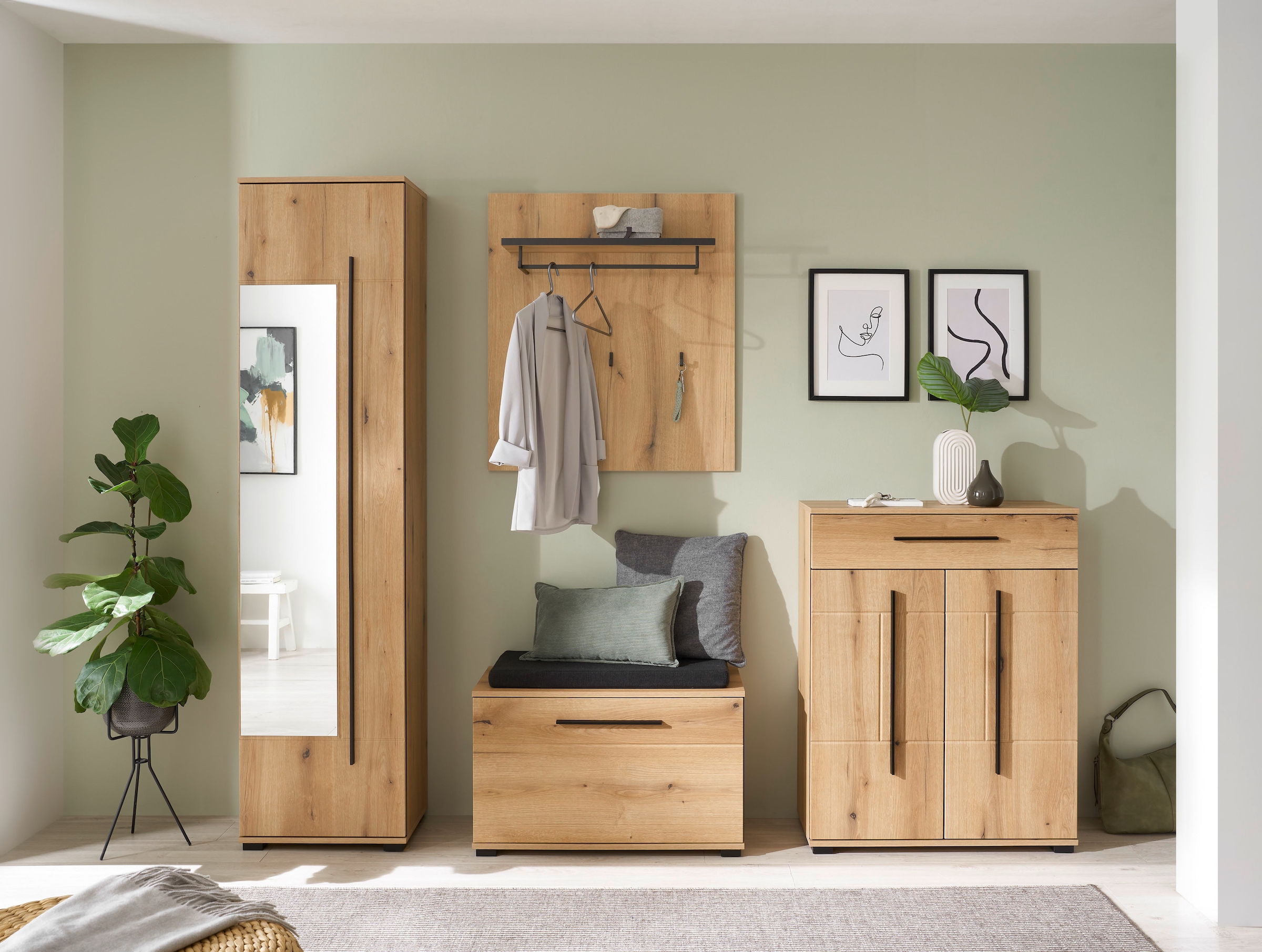 Home affaire Garderobenpaneel »Cantara, Wandregal, Flurgarderobe mit Hutablage, Kleiderstange & Haken« vielseitig einsetzbar, in zwei Farben verfügbar, 79 cm breit