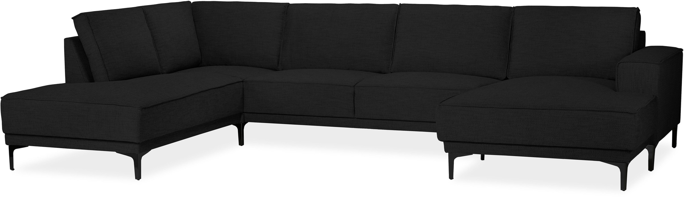 Places of Style Wohnlandschaft »XXL Sofa Oland, Struktur, Flachgewebe, Luxus-Microfaser, Boucle«, U-Form, 345 cm, Wellenunterfederung, Skandi-Design, Metallfüße