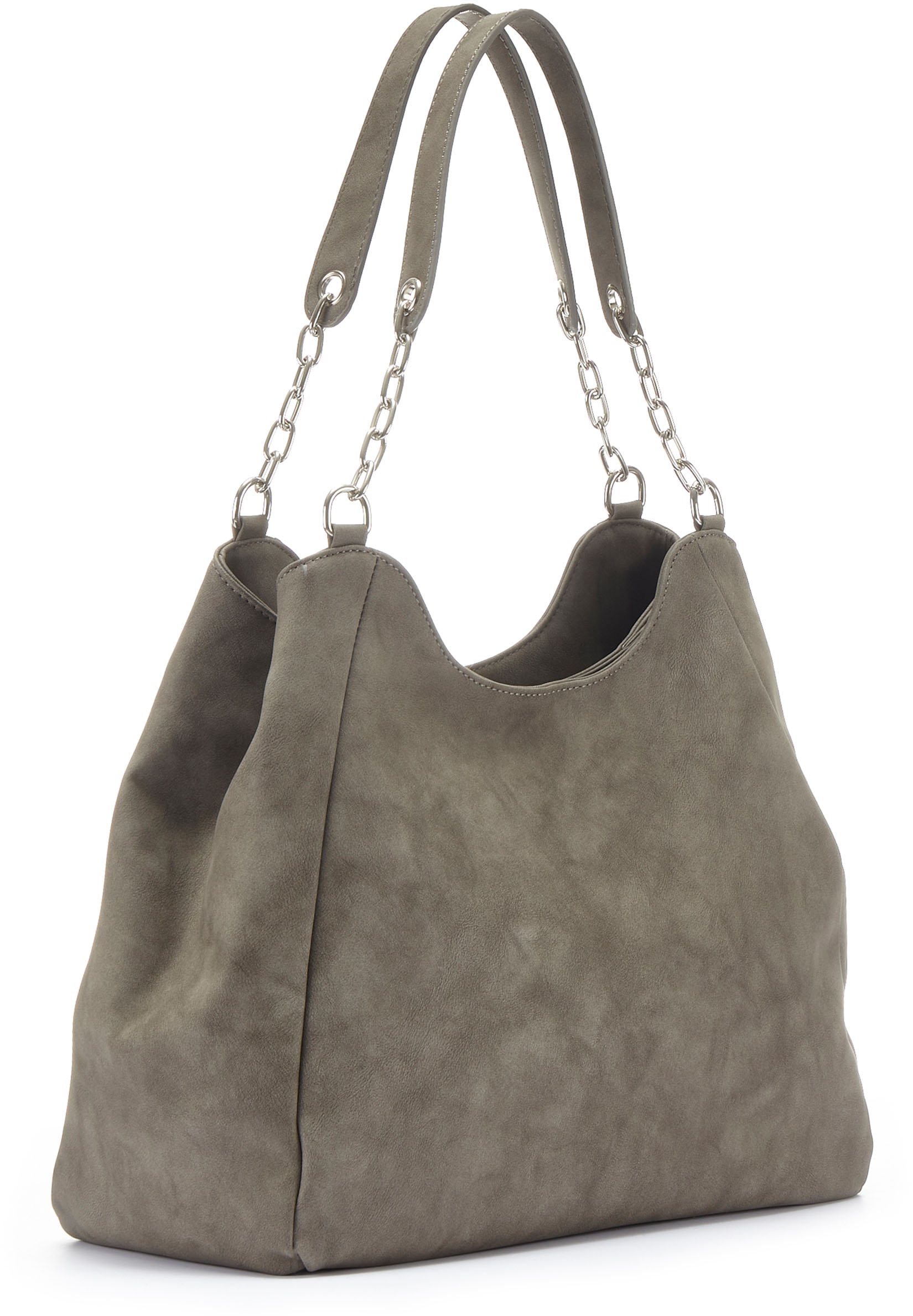 Vivance Schultertasche "Henkeltasche, Damentasche, Shopper, Einkaufstasche, Handtasche" mit silberfarbenen Ketten-Details VEGAN