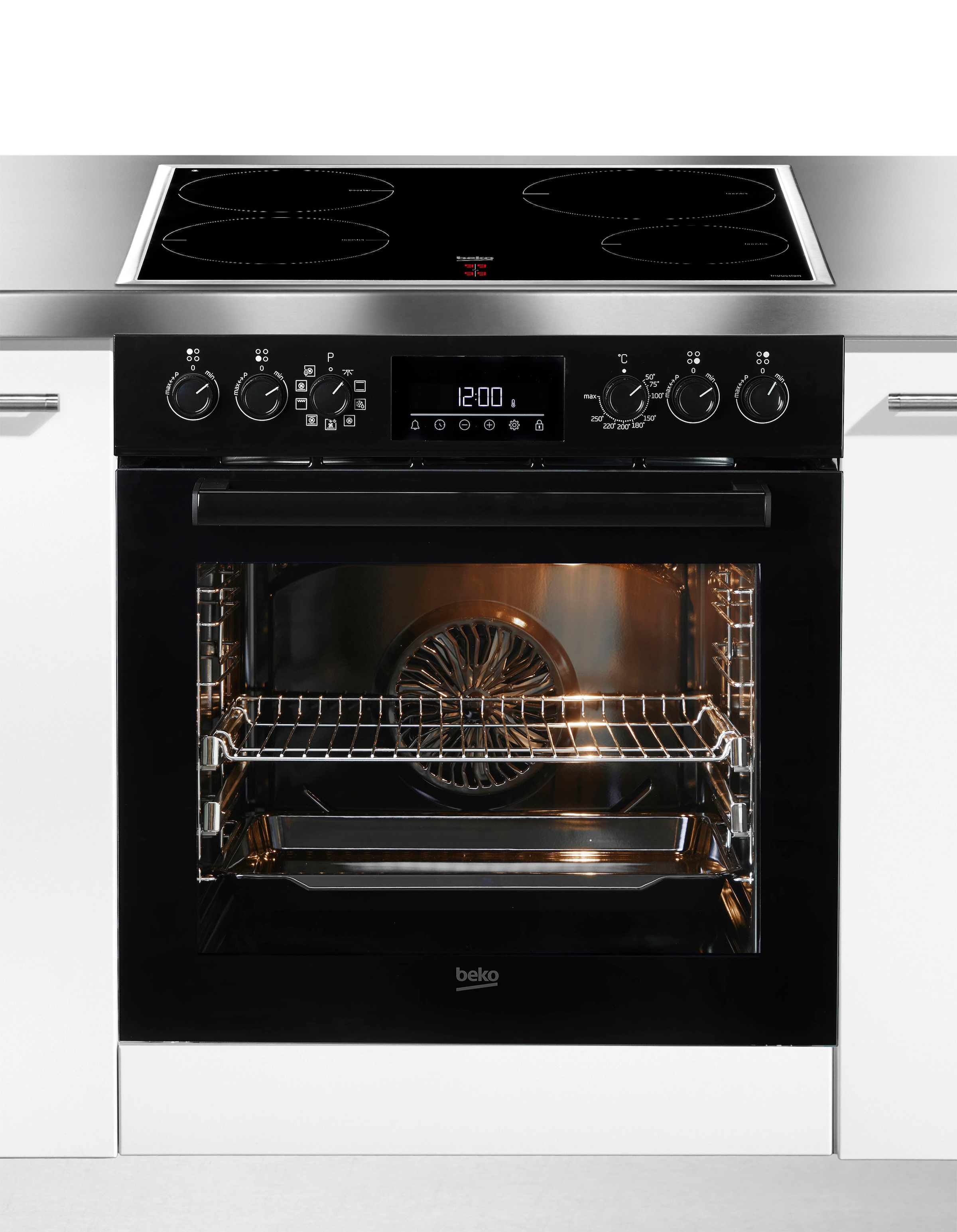 BEKO Induktions Herd-Set "BBUM17341BE" mit 2-fach-Teleskopauszug Set, Heißl günstig online kaufen