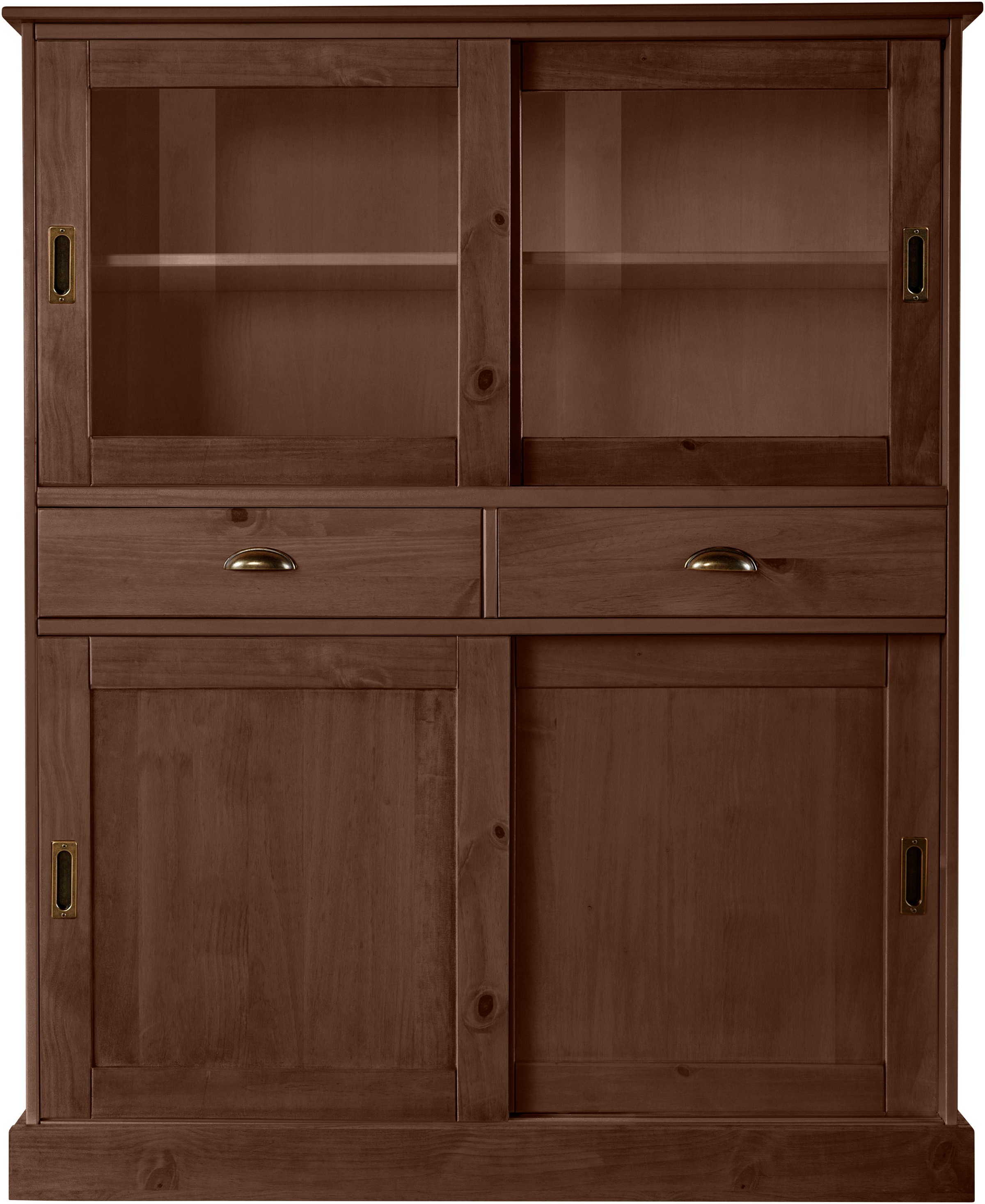 Home affaire Highboard »Schröder«, Vitrine aus massivem Kiefernholz, Breite 114 cm