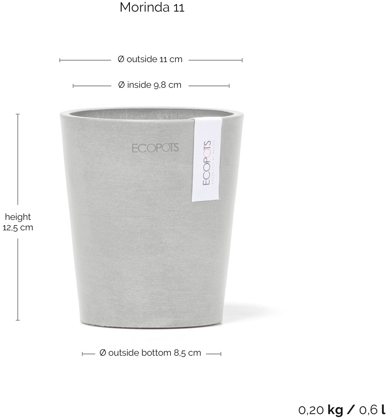 ECOPOTS Blumentopf »Morinda Orchidee 11 Weißgrau«, für den Innenbereich