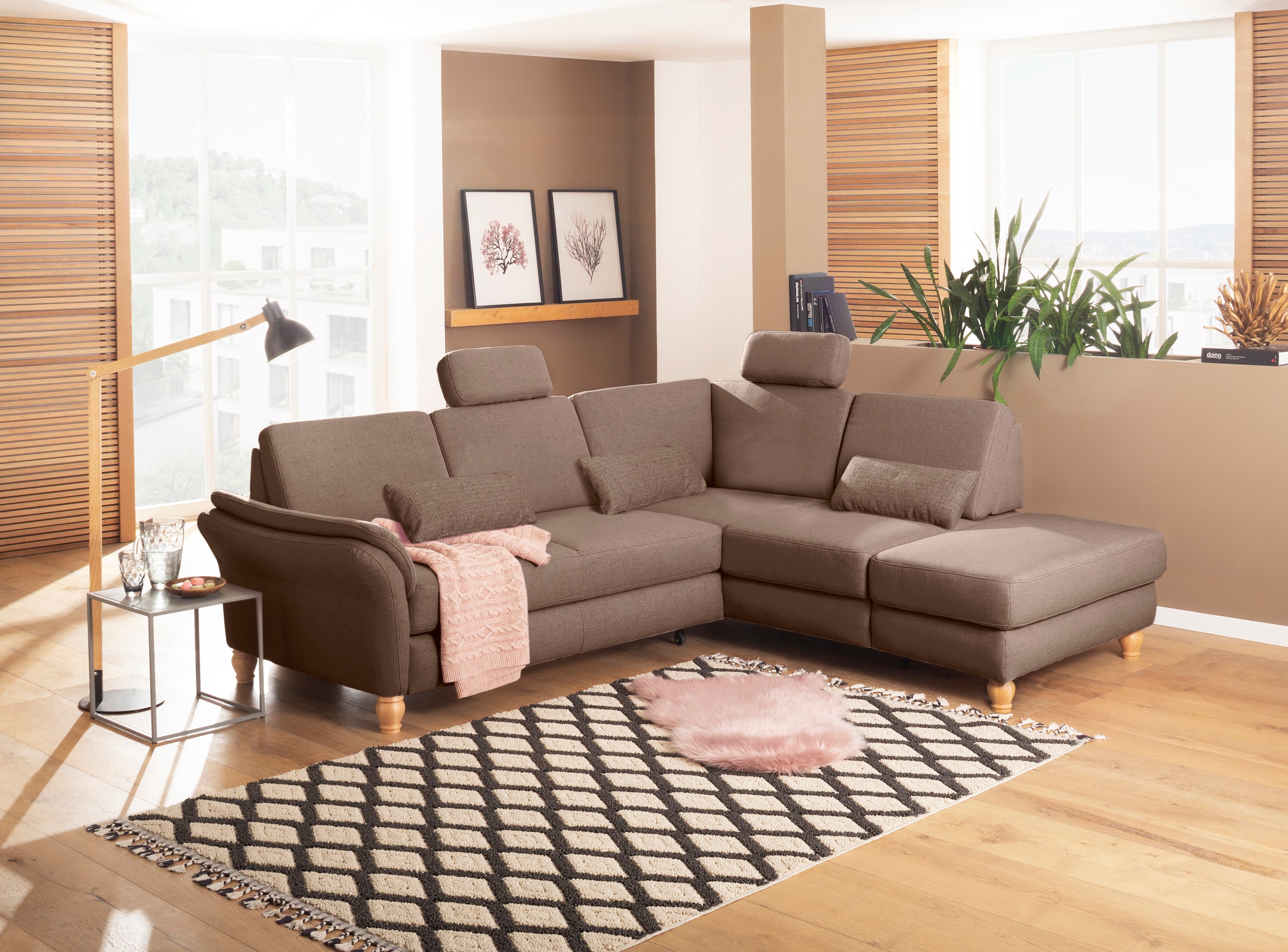 Home affaire Ecksofa »Palace L-Form«, incl. Sitztiefenverstellung, wahlweise mit Bettfunktion und Stauraum
