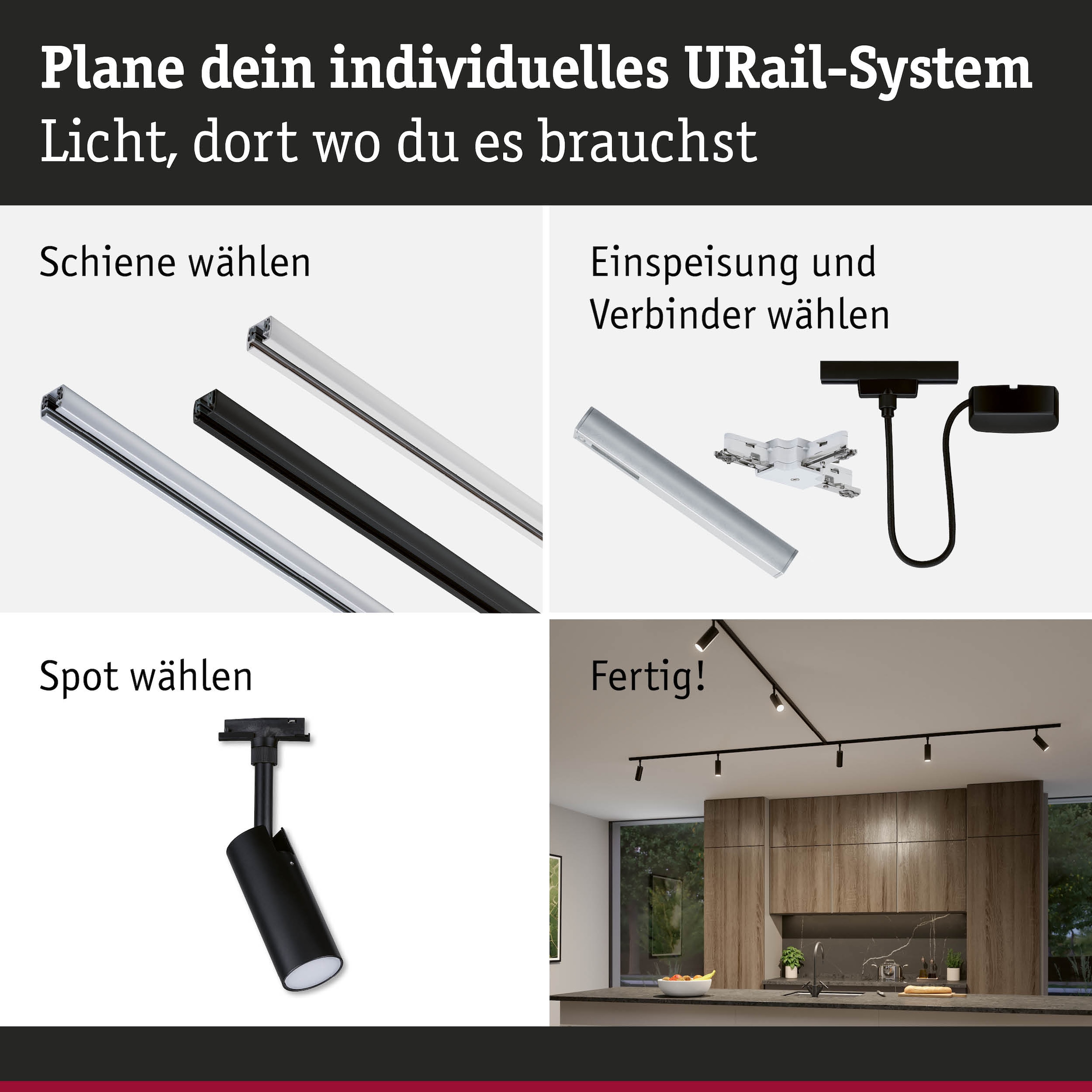Paulmann Schienensystem-Leuchten »URail Spot Tubo 1x4W 2700-4000K 230V« LED-Modul 1 Stk. Farbwechsler 3-Step-Dim
