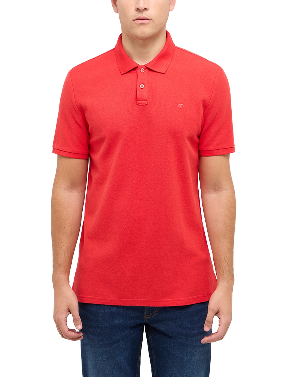 Kurzarmshirt MUSTANG "Herren Style Palco", Herren, Gr. M, rot, Piqué, 100% Baumwolle, Rundhals, Shirts