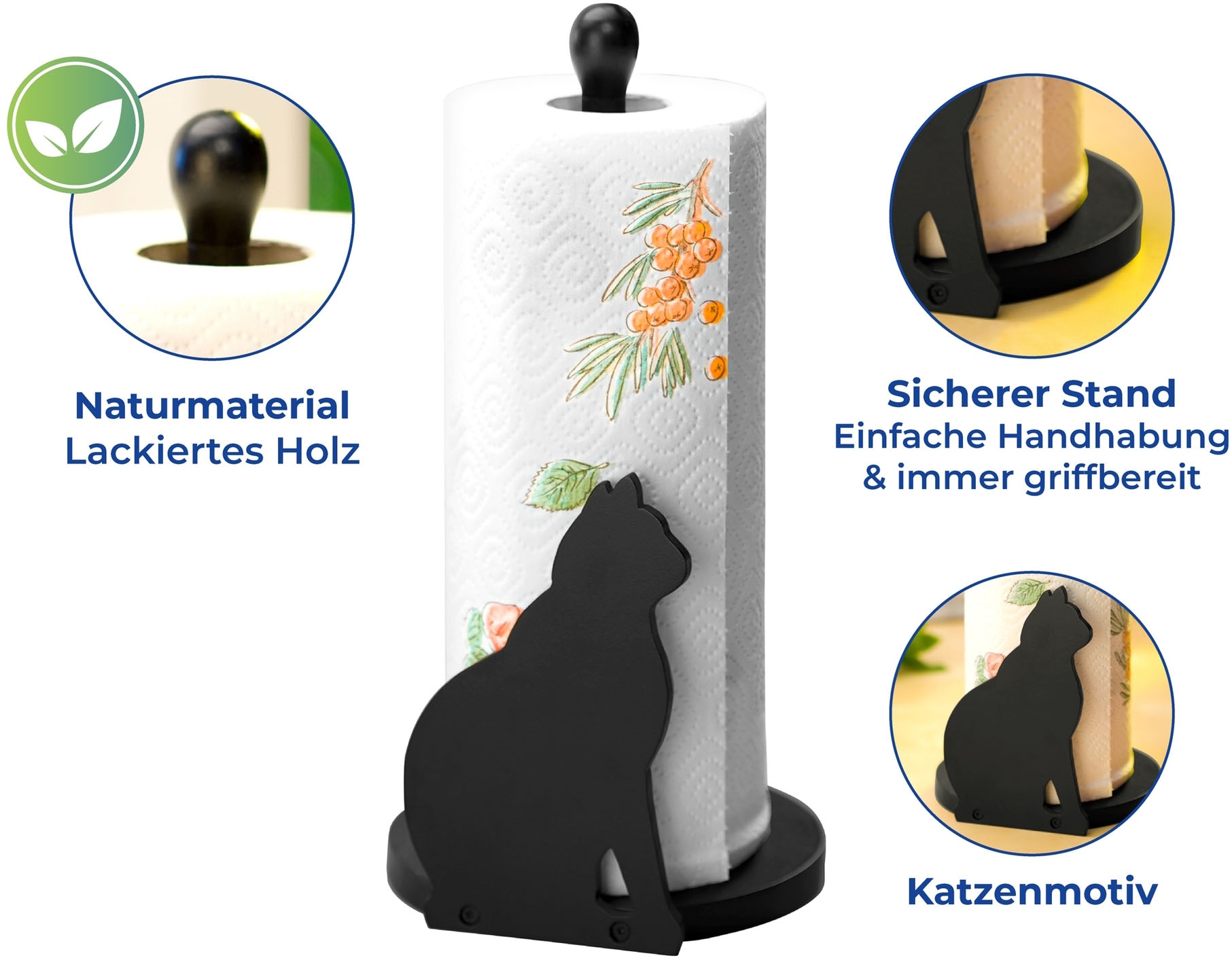 Maximex Küchenrollenhalter »Modell Katze«, Papierrollenhalter, stehend, für alle handelsüblichen Küchenrollen