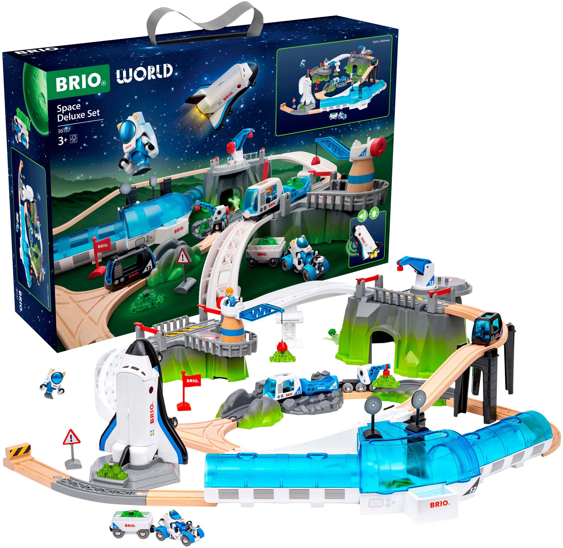 BRIO® Spielwelt »BRIO® WORLD, Weltraum Deluxe Zugset (36157)« mit Licht und Sound