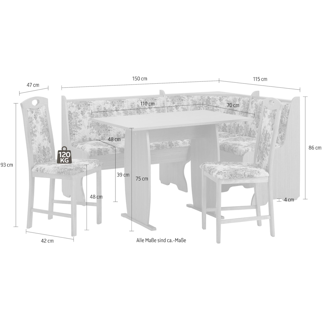 Home affaire Eckbankgruppe »Minden 2«, (Set, 4 tlg.)