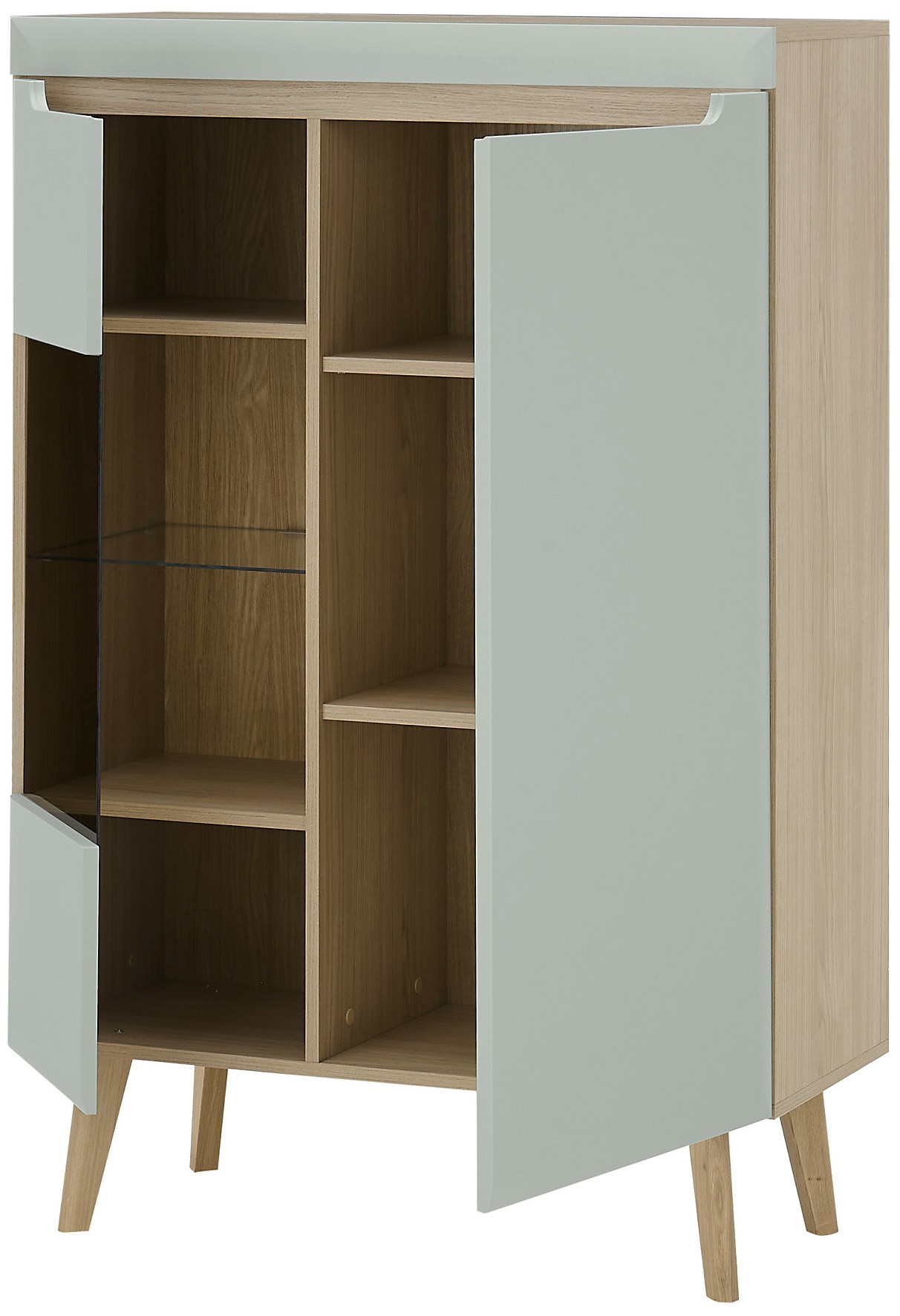 INOSIGN Wohnwand »Torge, Anbauwand, Schrankwand, Mediawand, Wohnzimmer-Set«, (Set, 4 St.), enthält 1 Vitrine, 1 Lowboard, 1 Highboard + 1 Wandboard, 344 cm breit